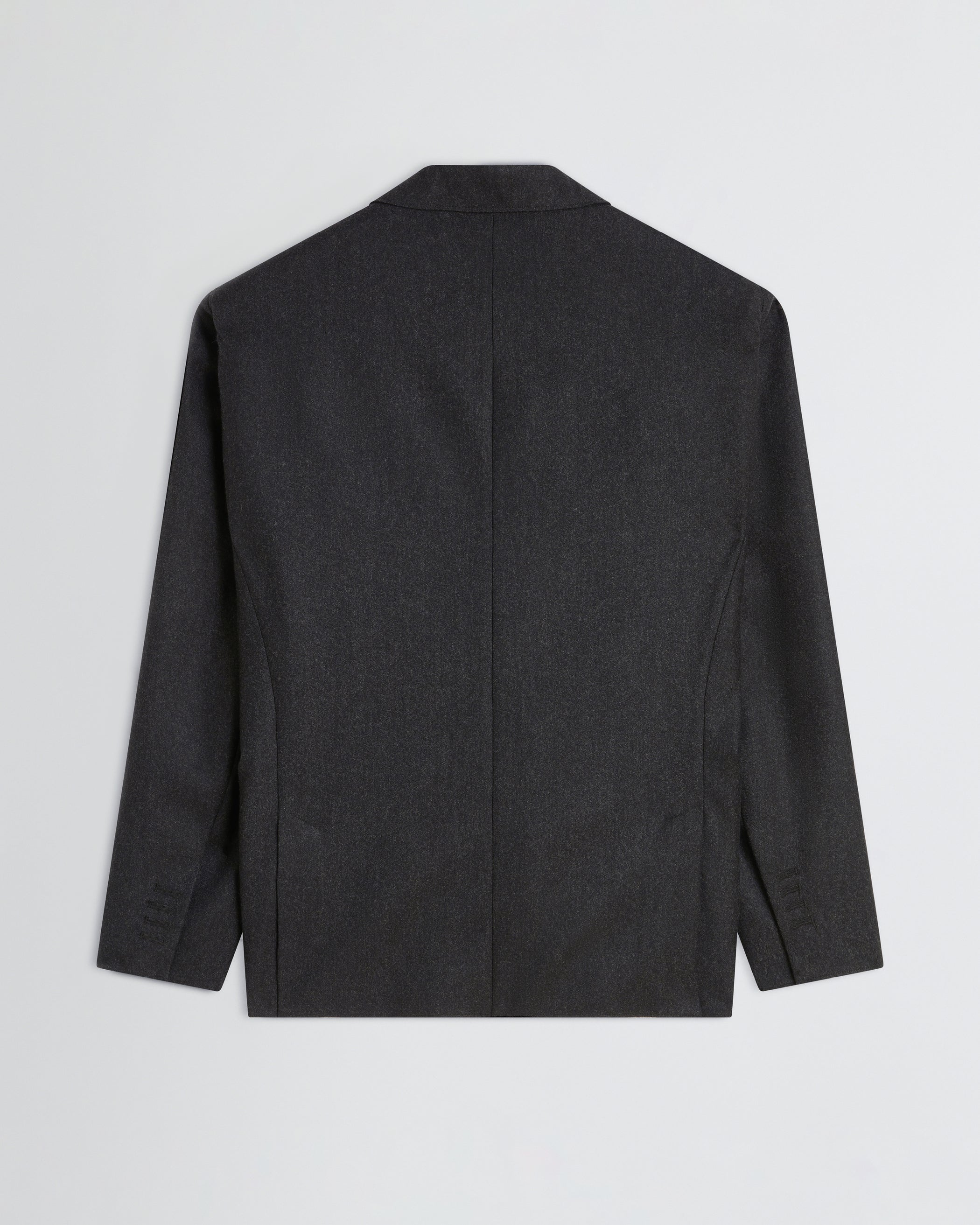 Flat back view of Tuxedo Jacket in anthracite wool