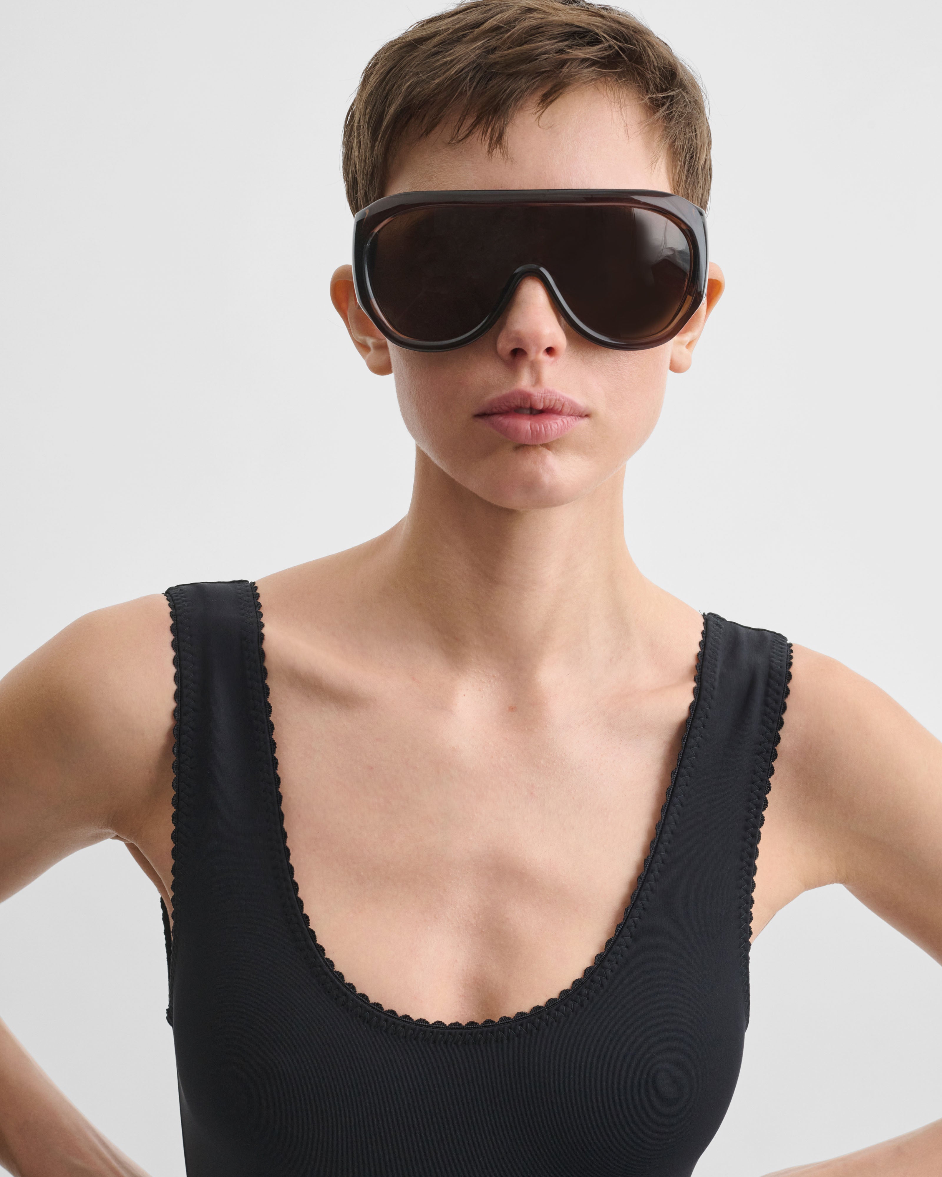 PHOEBE PHILO | SCOOPED ONE PIECE | BLACK NYLON