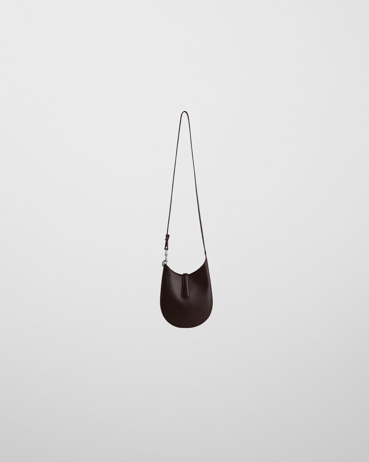 Front view of MINI BEAN SLING in chocolate brown leather