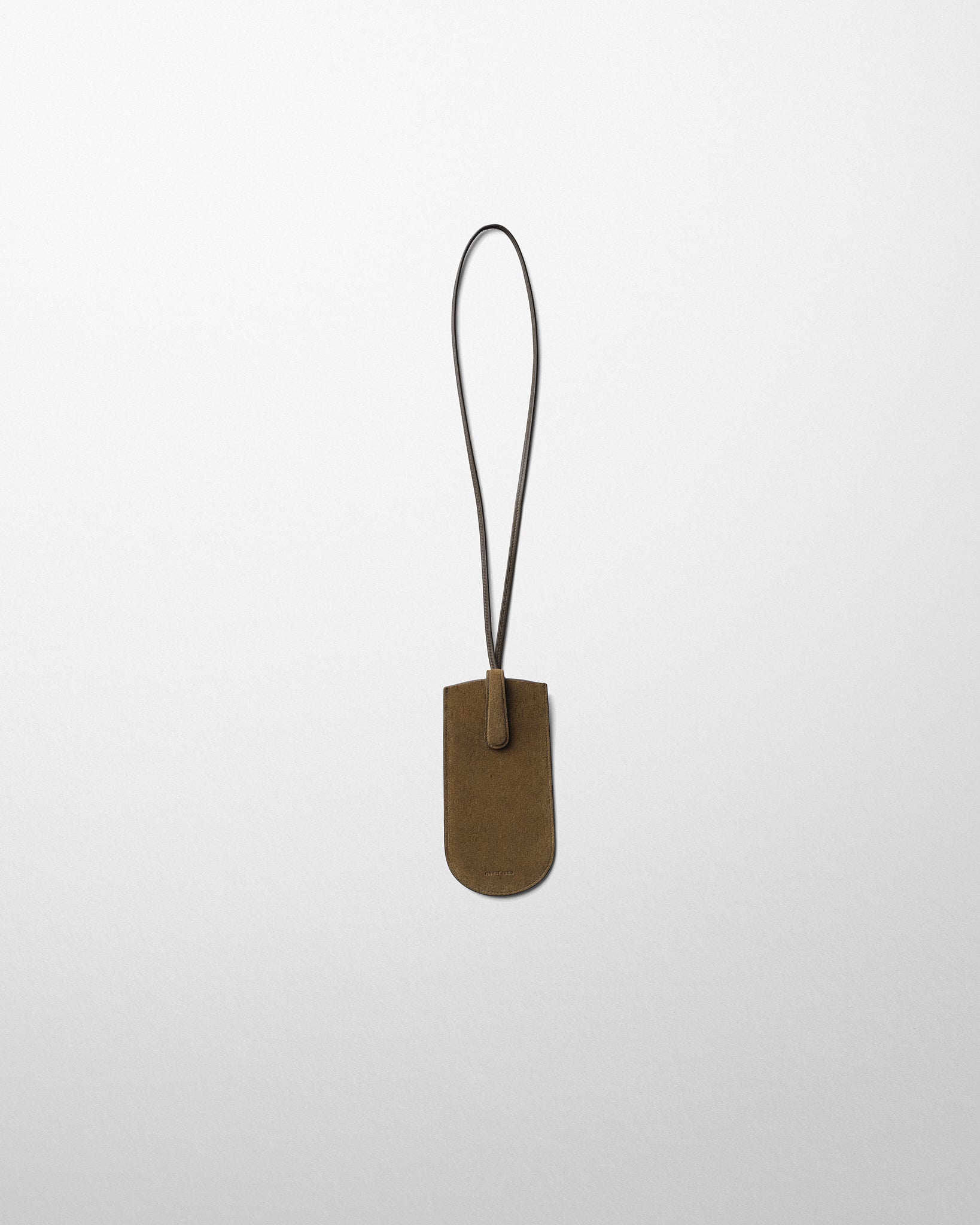 View of GLASSES POUCH in olive suede