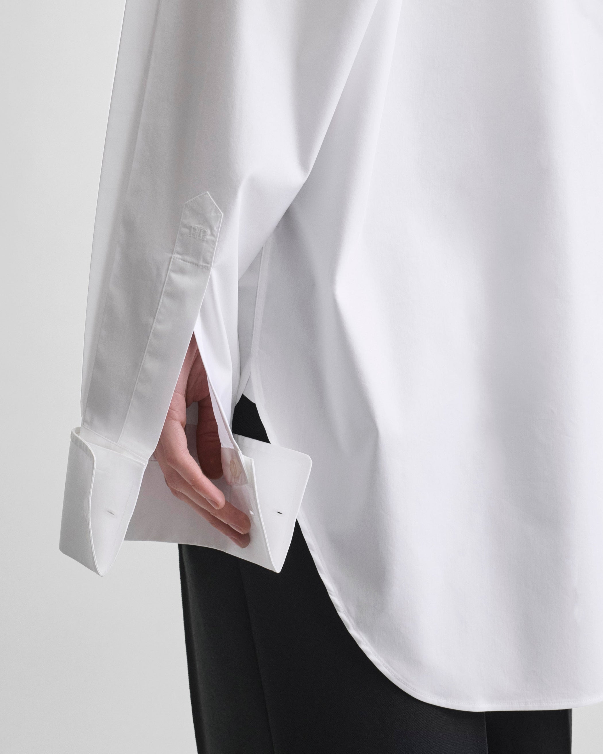 View of CUSTOM TUX SHIRT in white cotton