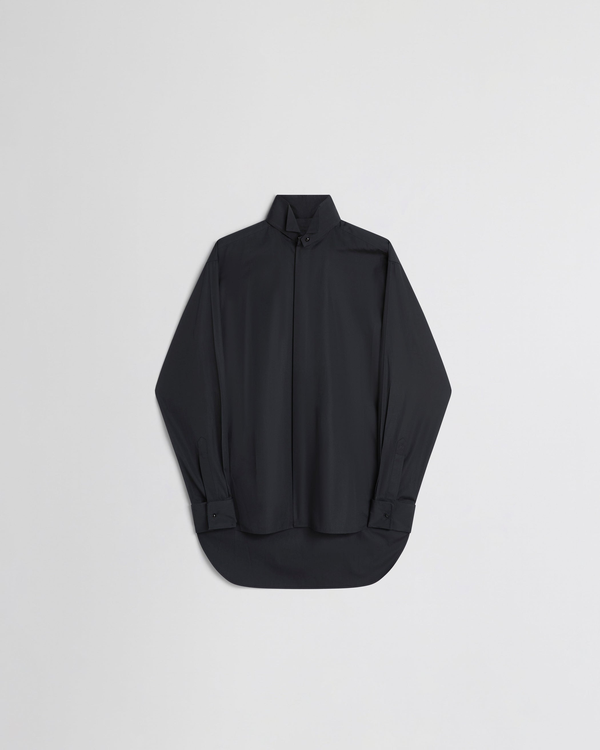 View of CUSTOM TUX SHIRT in black cotton