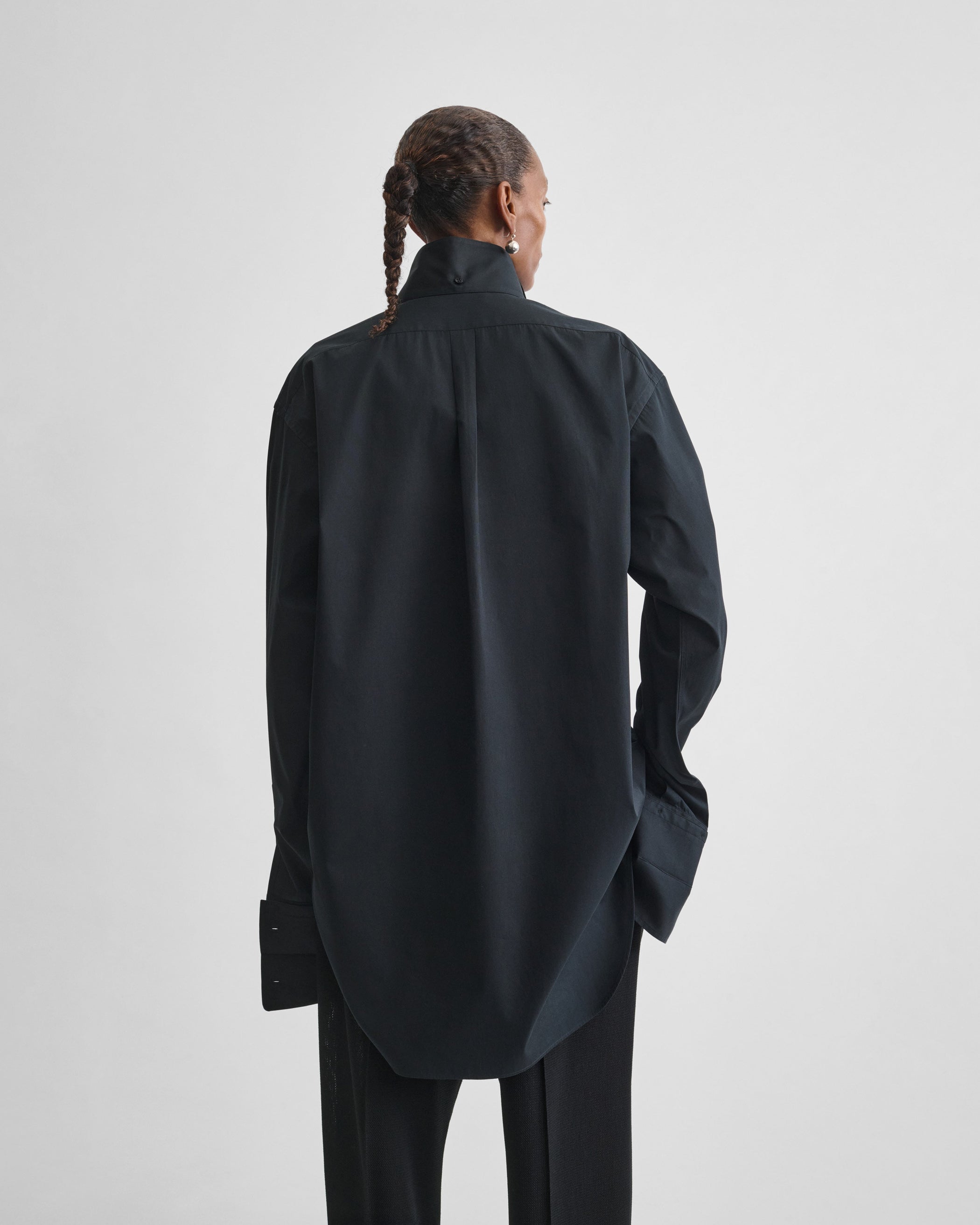 View of CUSTOM TUX SHIRT in black cotton