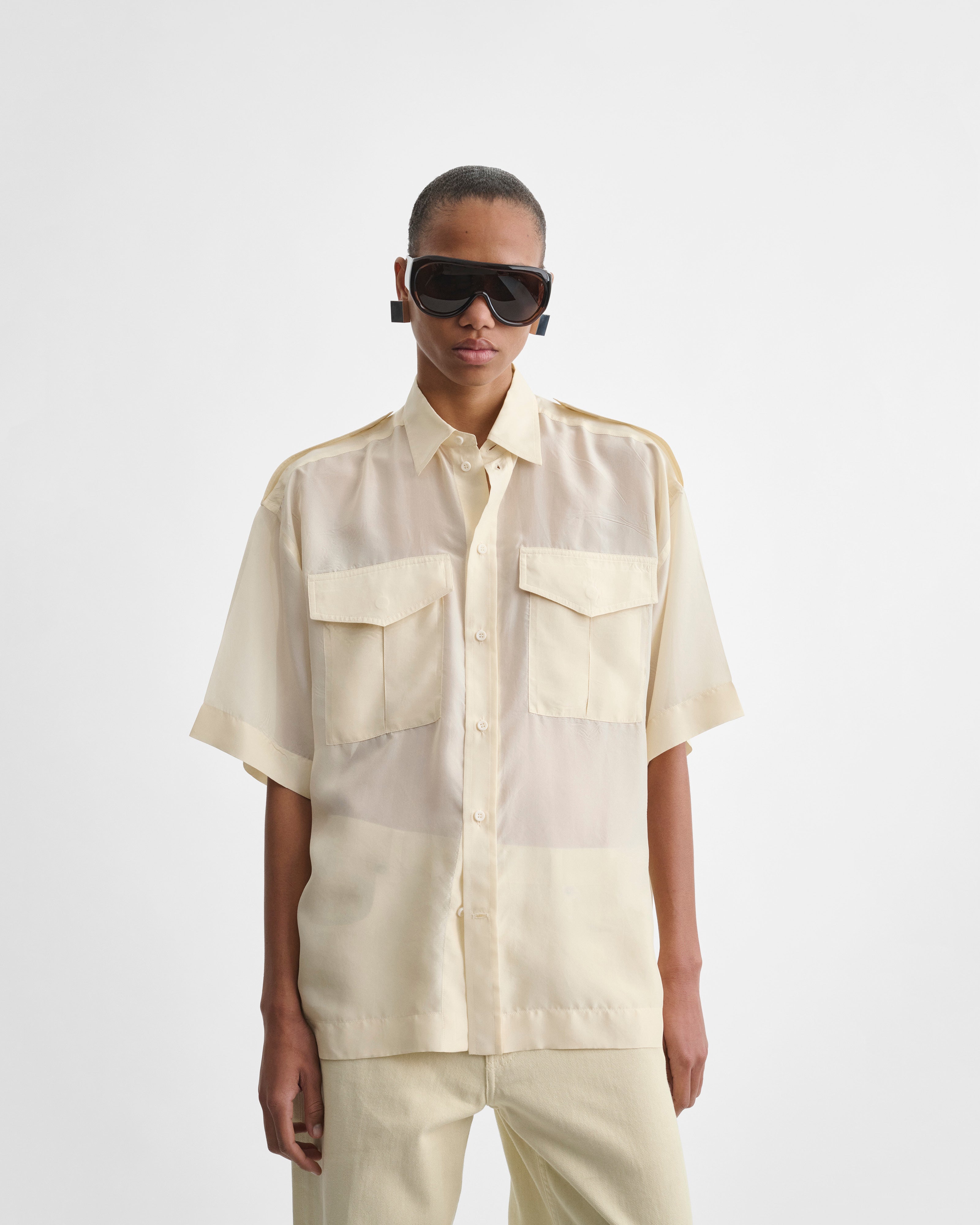 PHOEBE PHILO | LITE UTILITY SHIRT | VANILLA HABOTAI SILK
