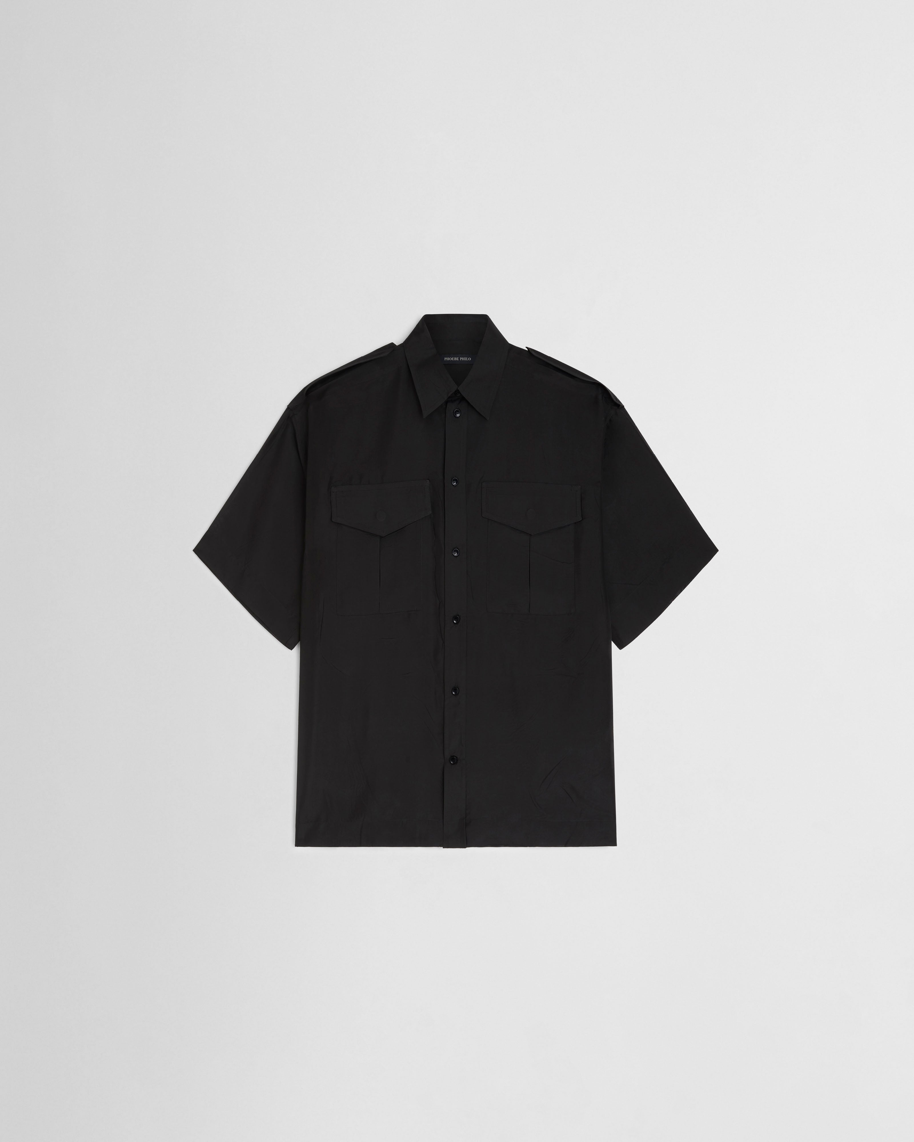 PHOEBE PHILO | LITE UTILITY SHIRT | BLACK HABOTAI SILK