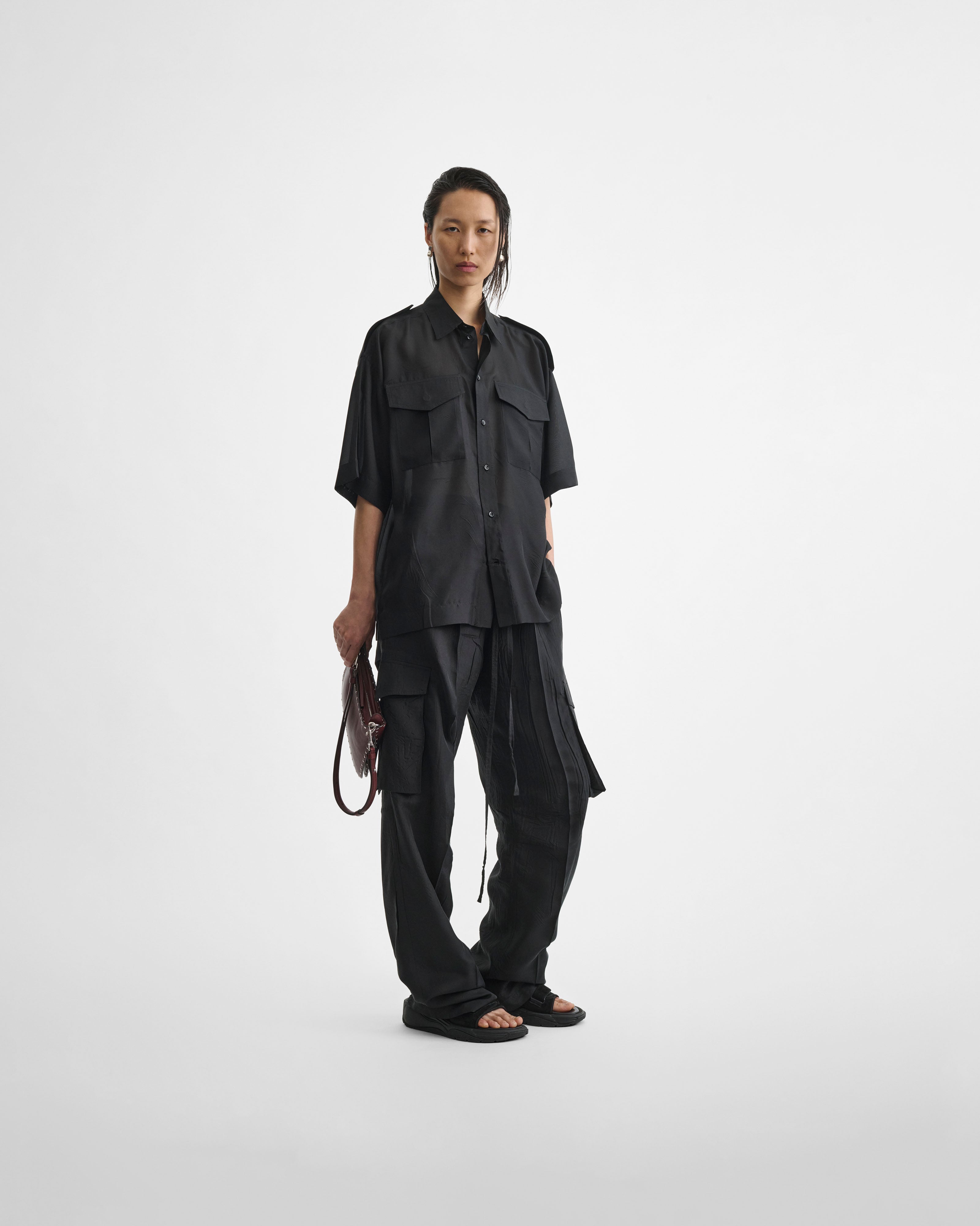 PHOEBE PHILO | LITE UTILITY SHIRT | BLACK HABOTAI SILK