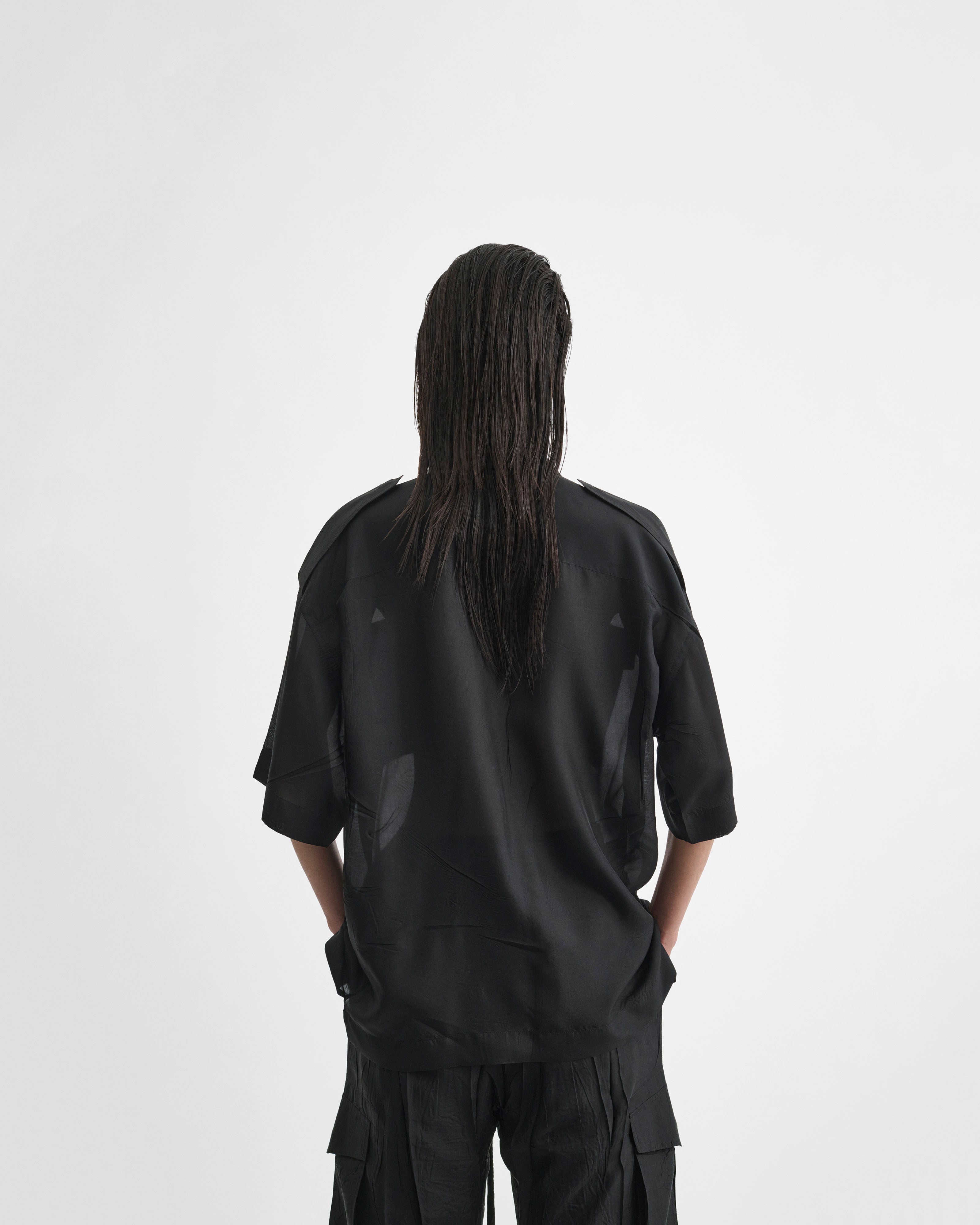 PHOEBE PHILO | LITE UTILITY SHIRT | BLACK HABOTAI SILK