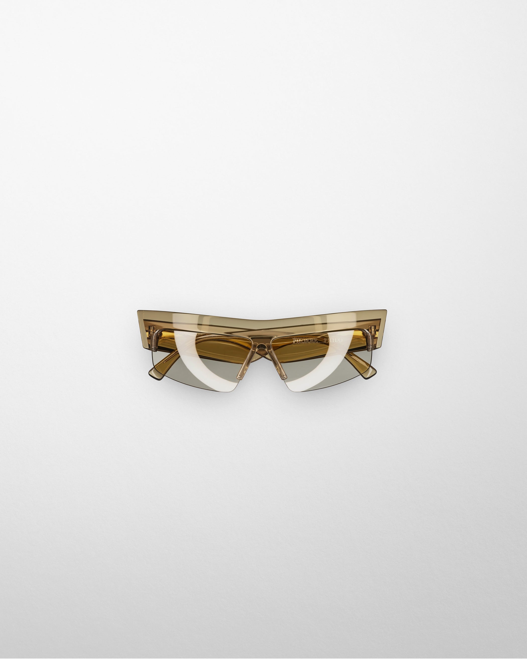 Front view of SLICED CRUISE SUNGLASSES in light khaki acetate