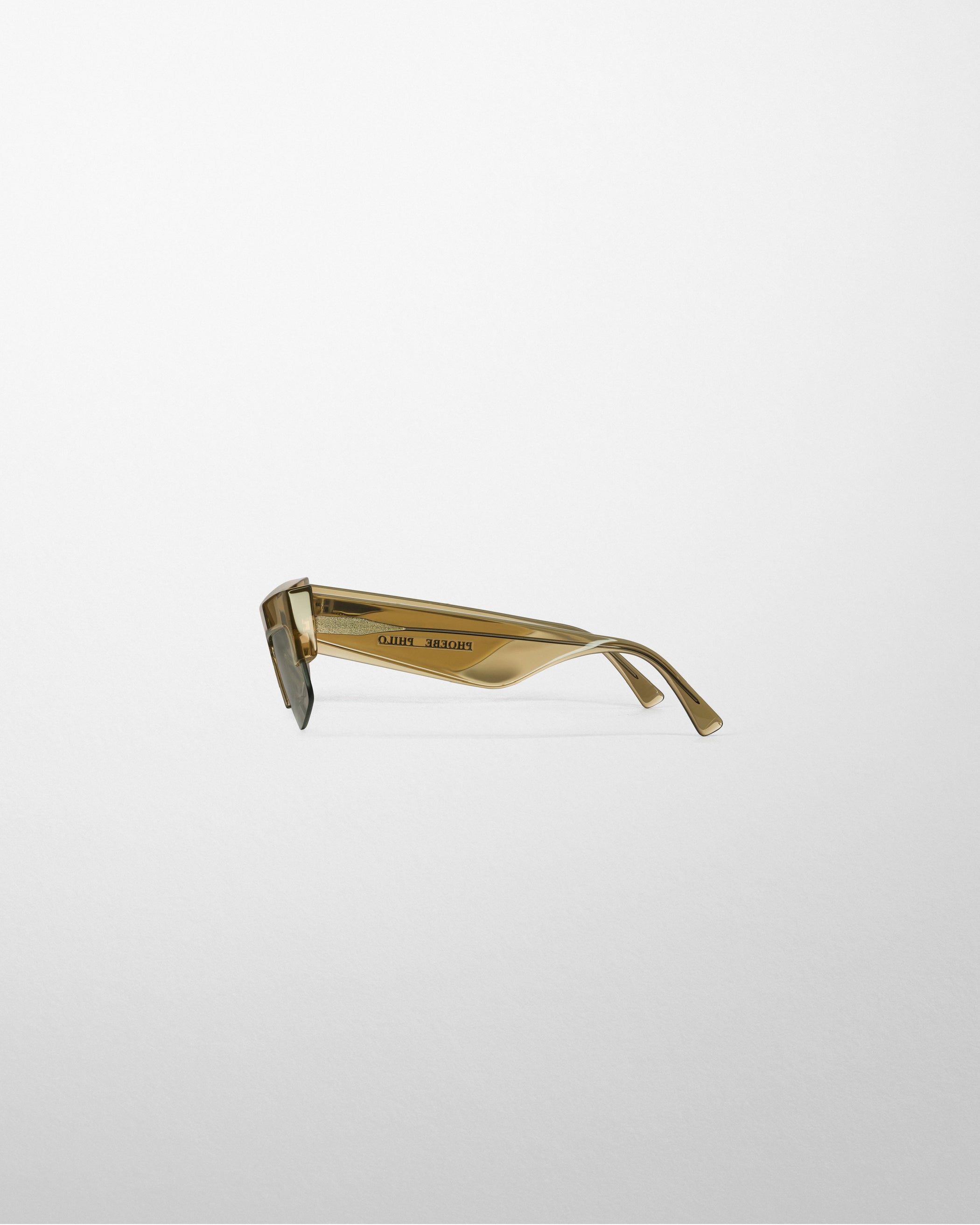 Side view of SLICED CRUISE SUNGLASSES in light khaki acetate