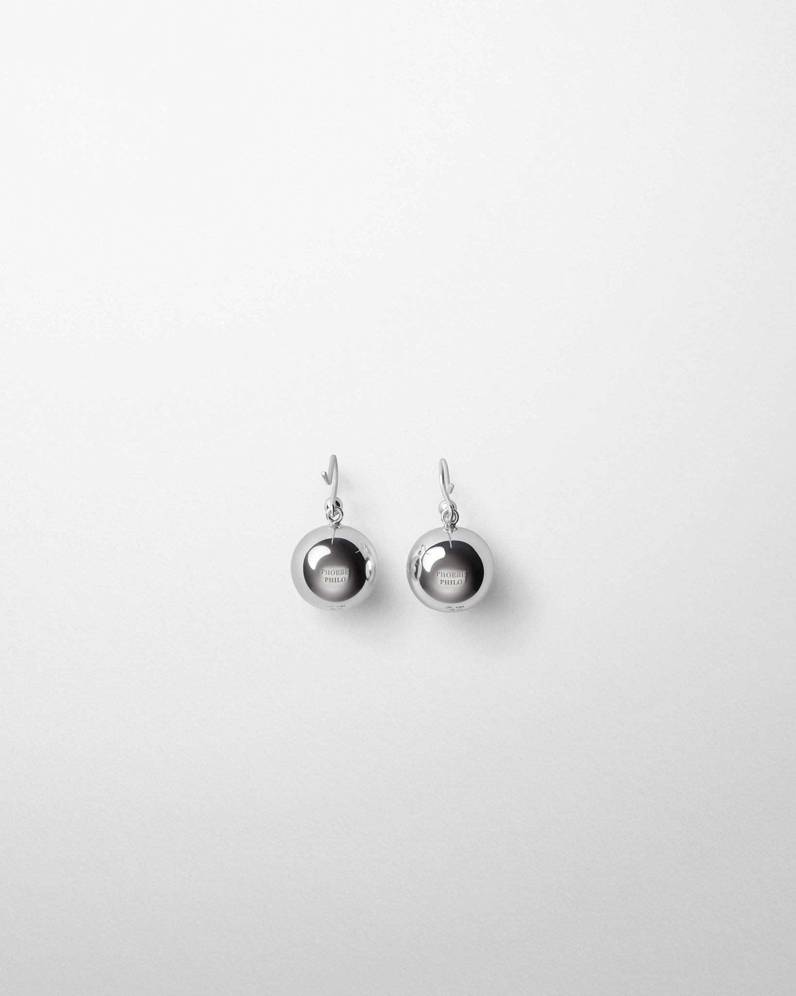 Flat back view of SPHERE EARRINGS in silver