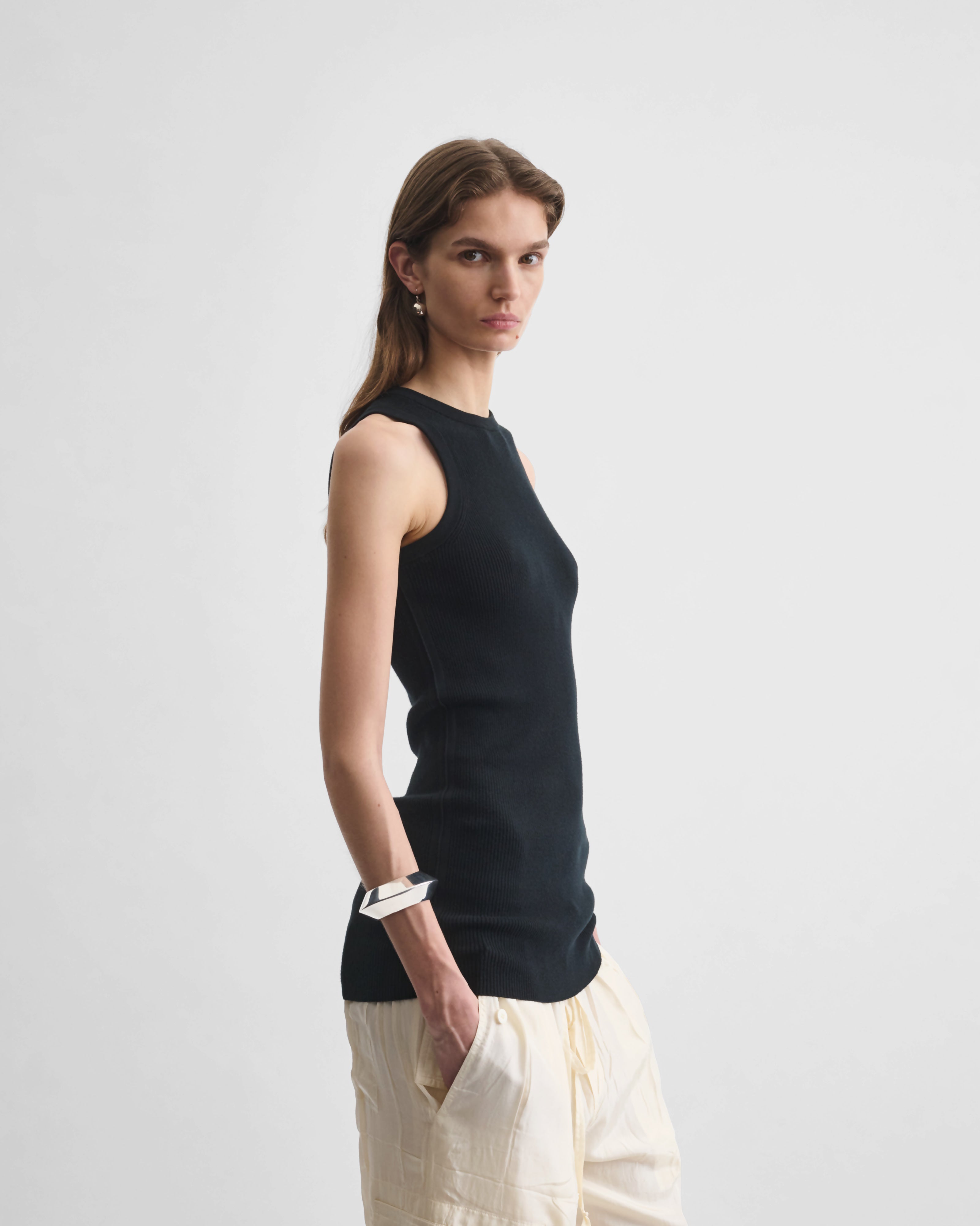 PHOEBE PHILO | RIB TANK | BLACK WOOL