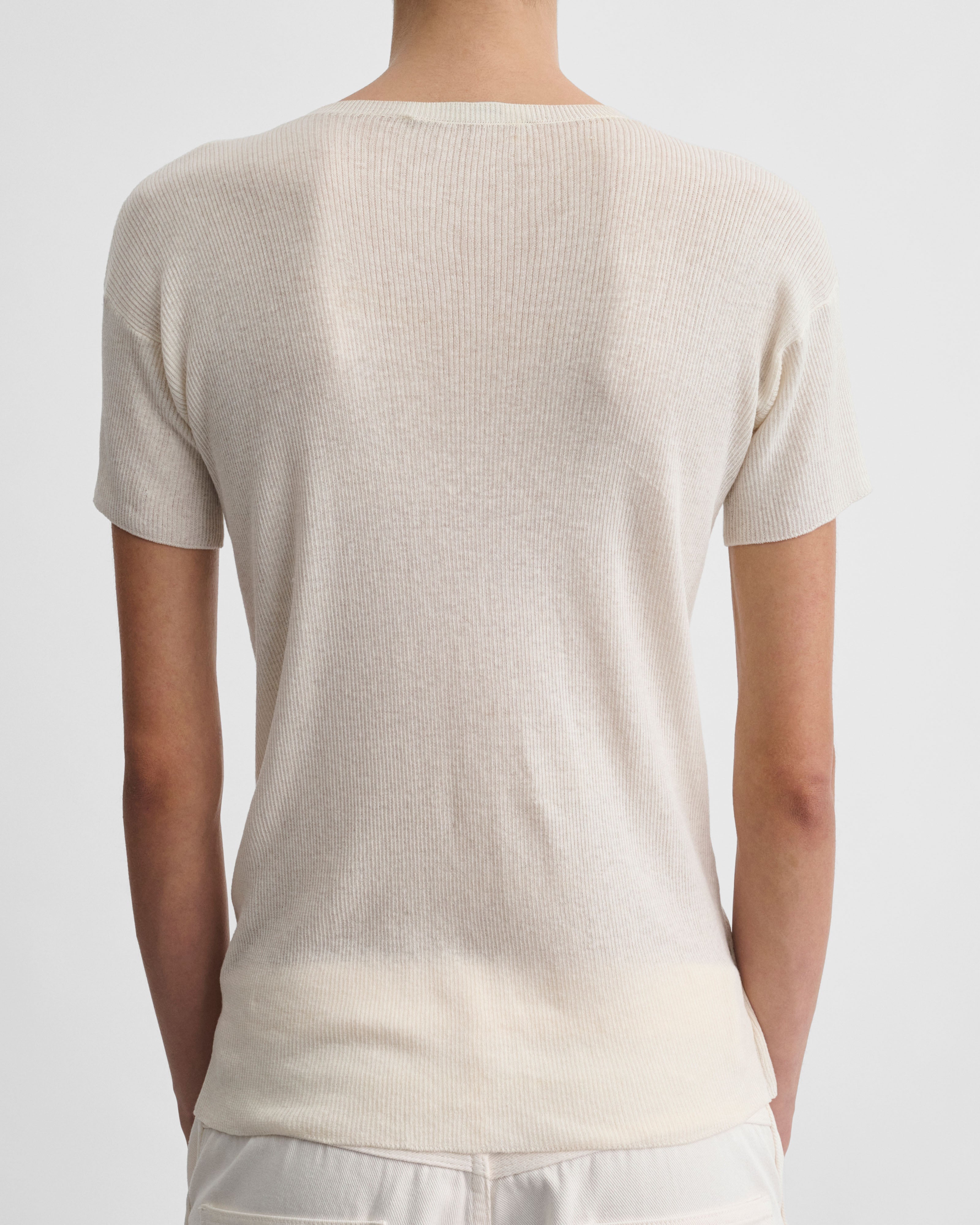 PHOEBE PHILO | SCOOP NECK RIB T-SHIRT | IVORY COTTON