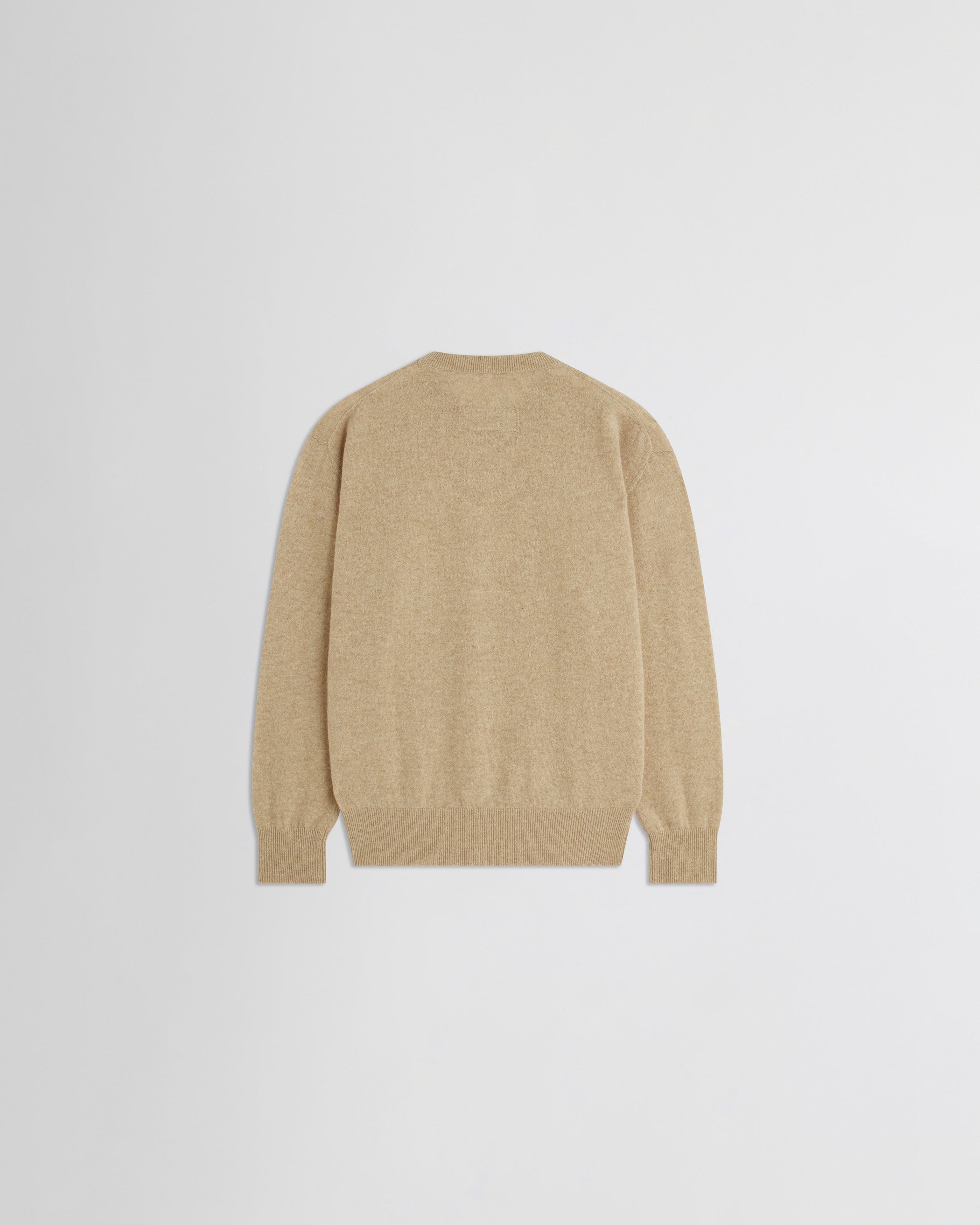 Flat back view of CLASSIC CREW NECK in oatmeal wool