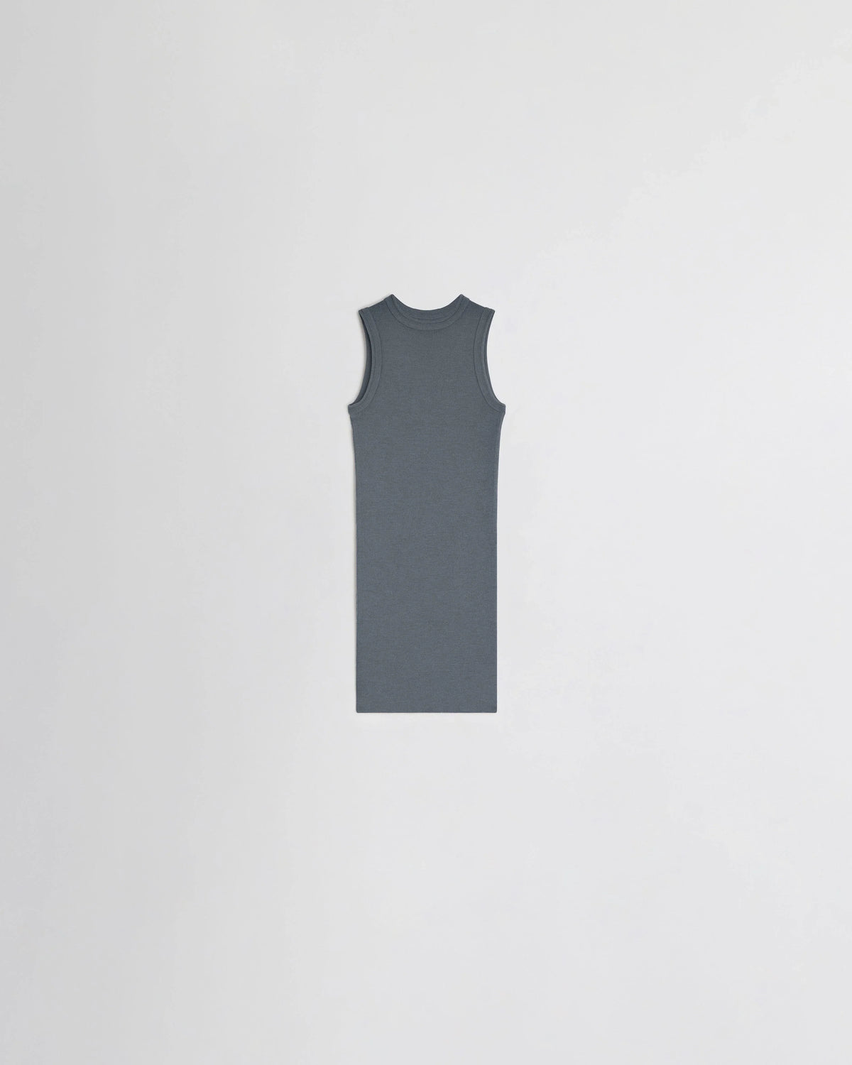 Front view of RIBBED TANK in grey wool