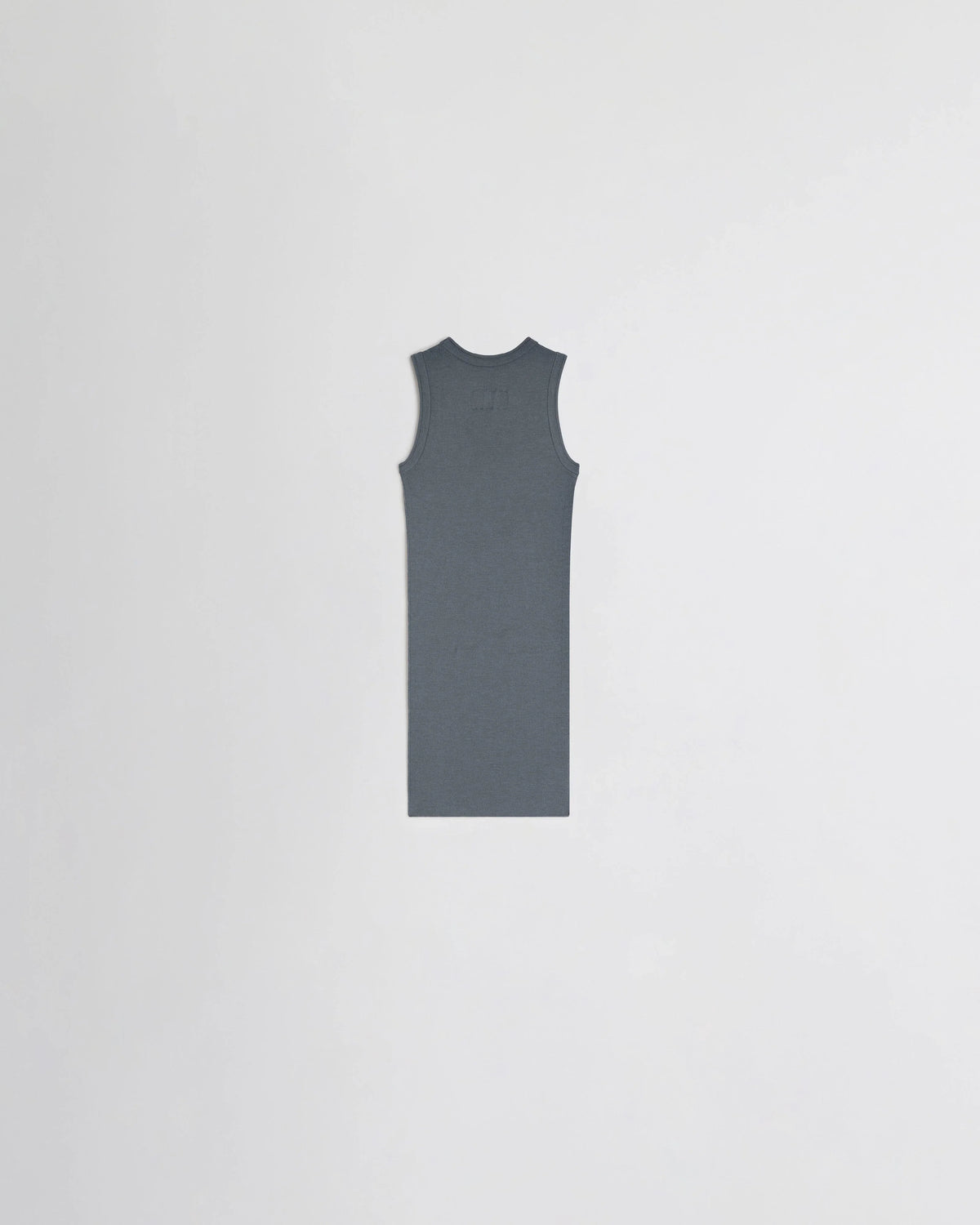 Back view of RIBBED TANK in grey wool