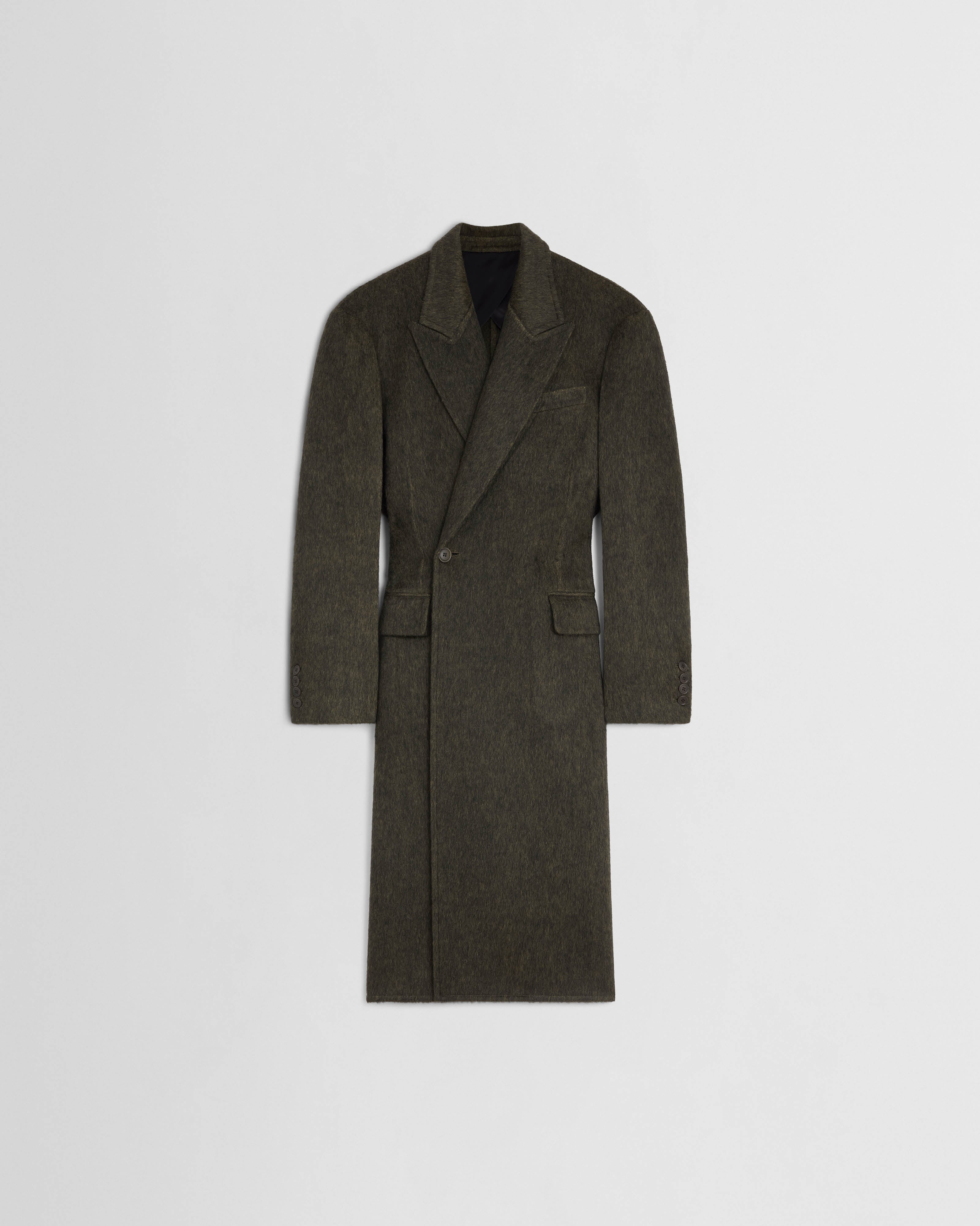 PINCHED COAT | acid yellow wool