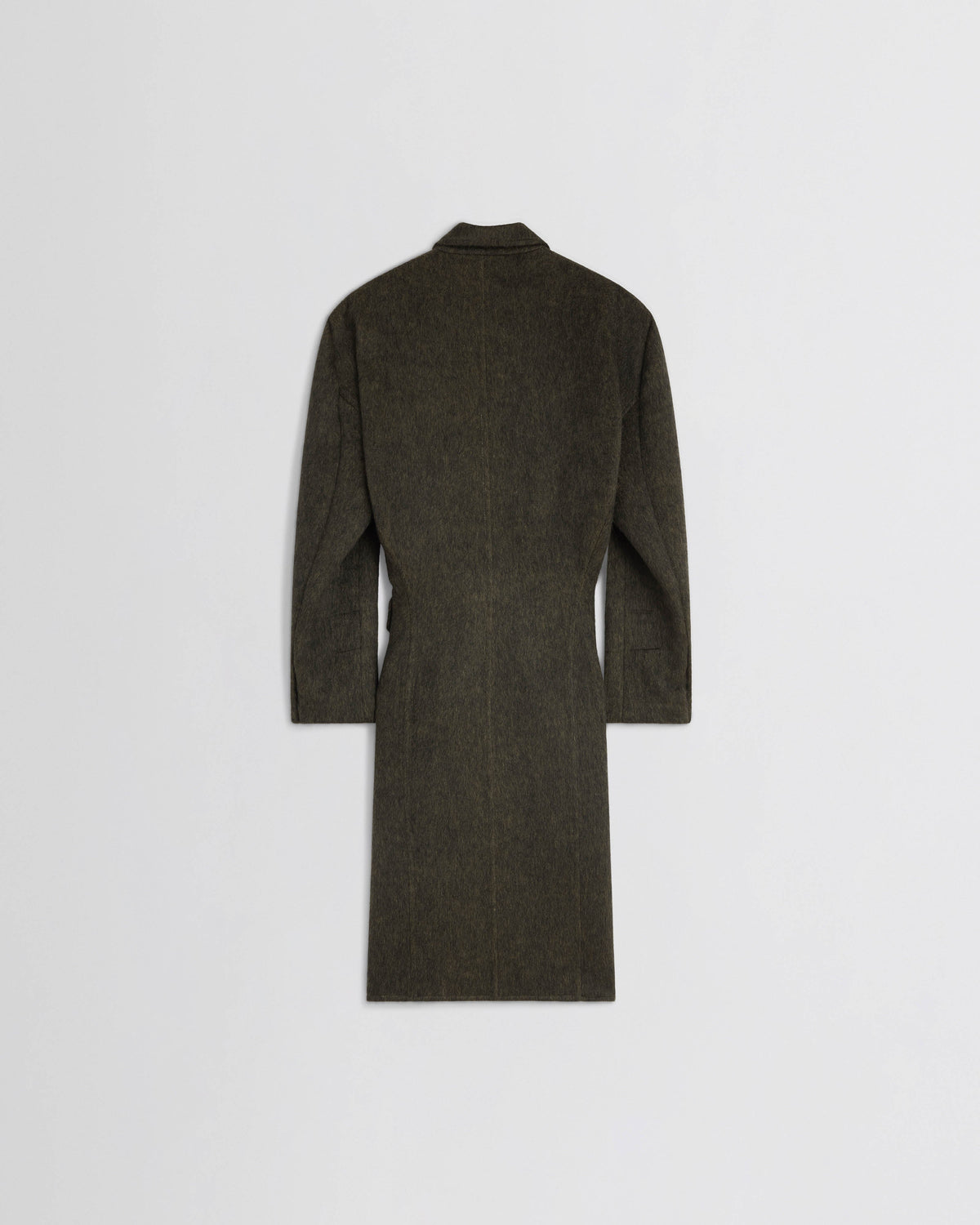 Back view of KINKED JACKET in anthracite wool