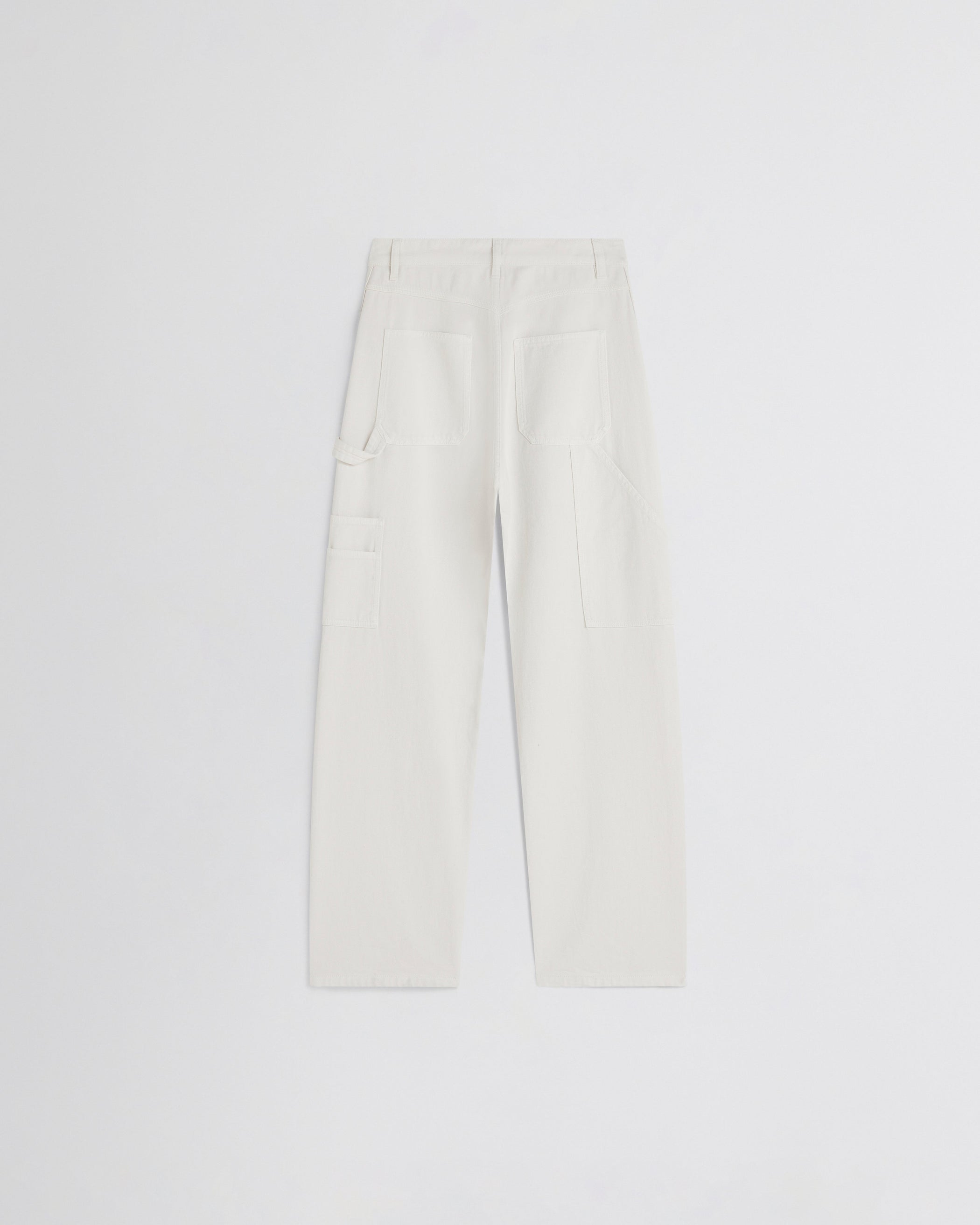 Flat back view of UTILITY JEANS in chalk cotton
