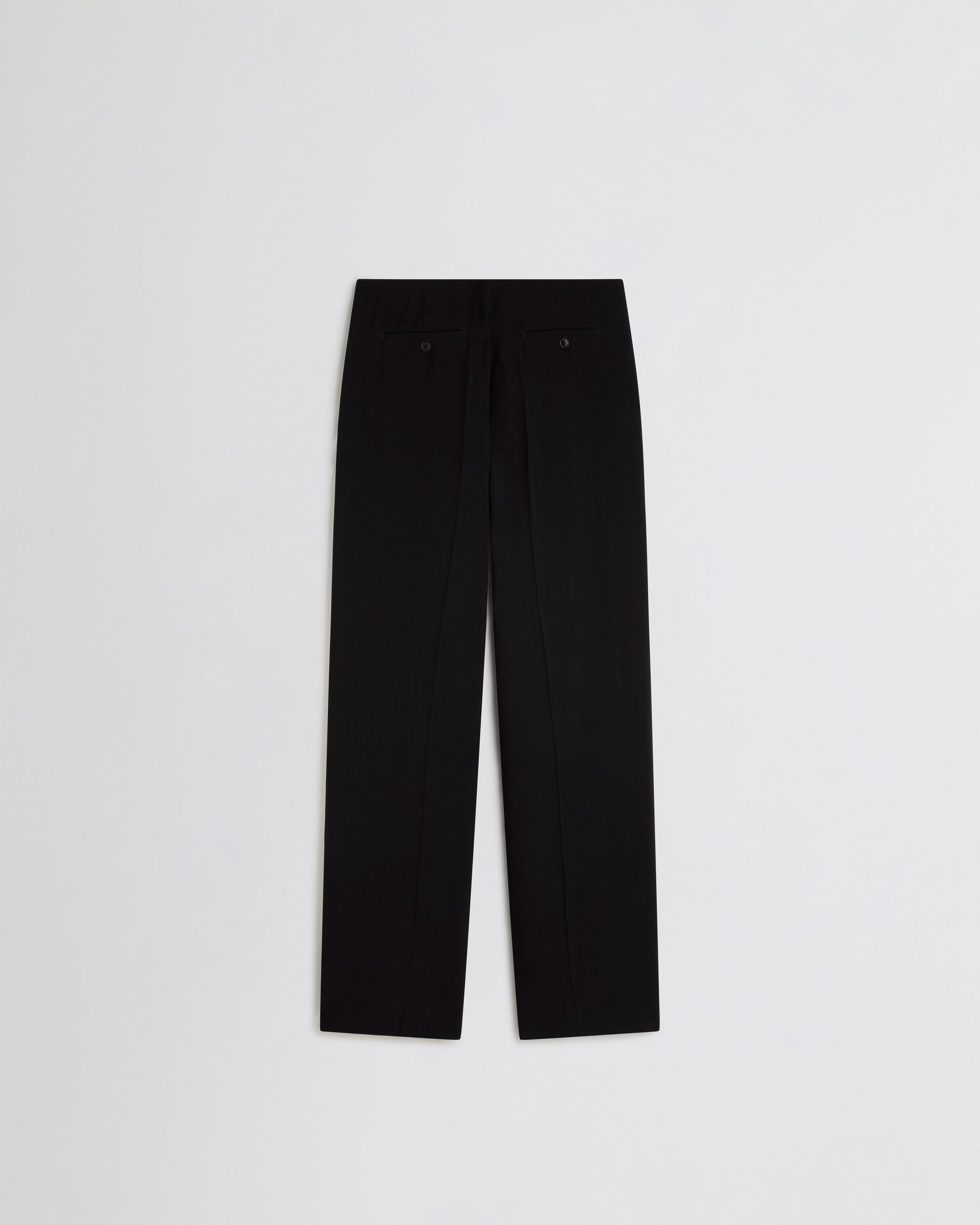 View of STRAIGHT LEG TROUSERS in black/off white woven viscose