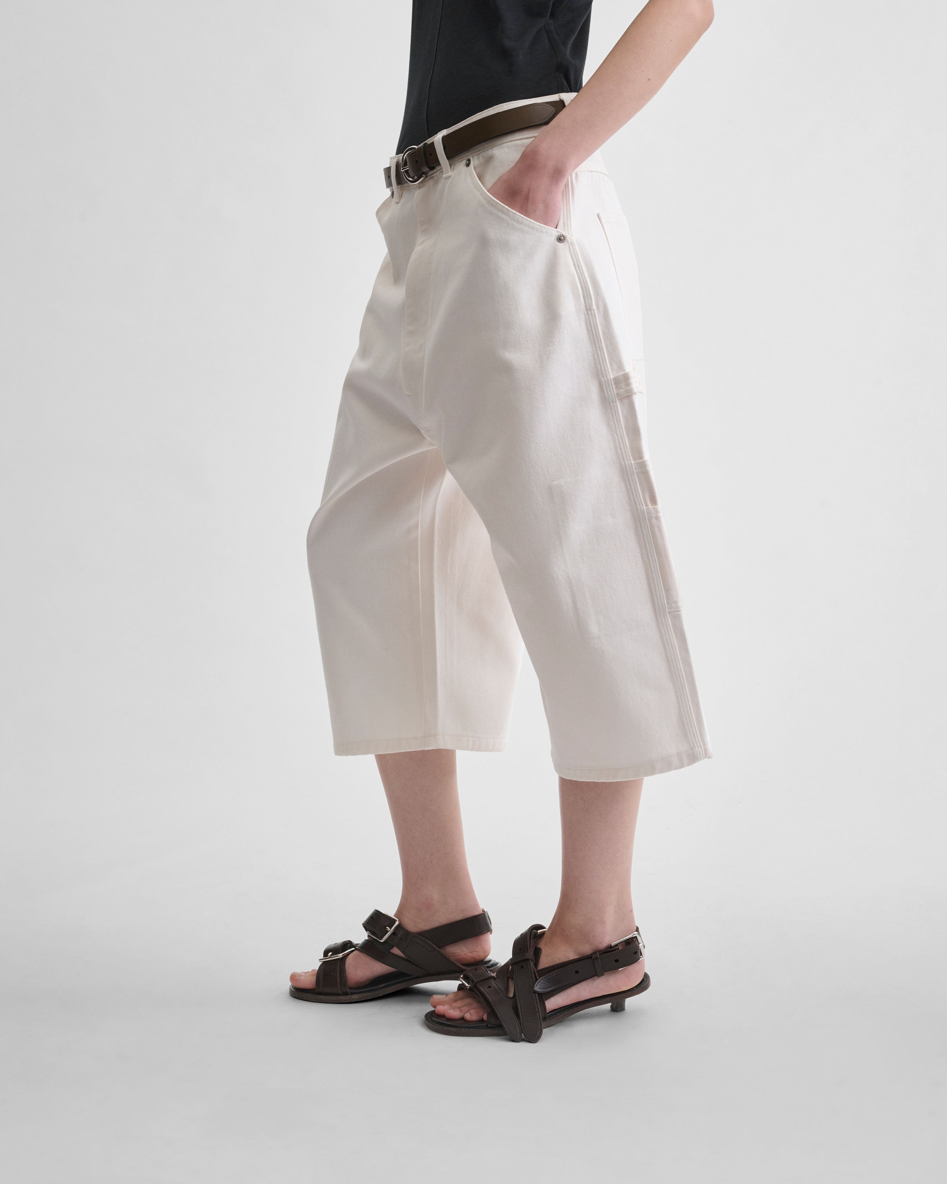 PHOEBE PHILO | CARPENTER SHORTS | pale blush cotton