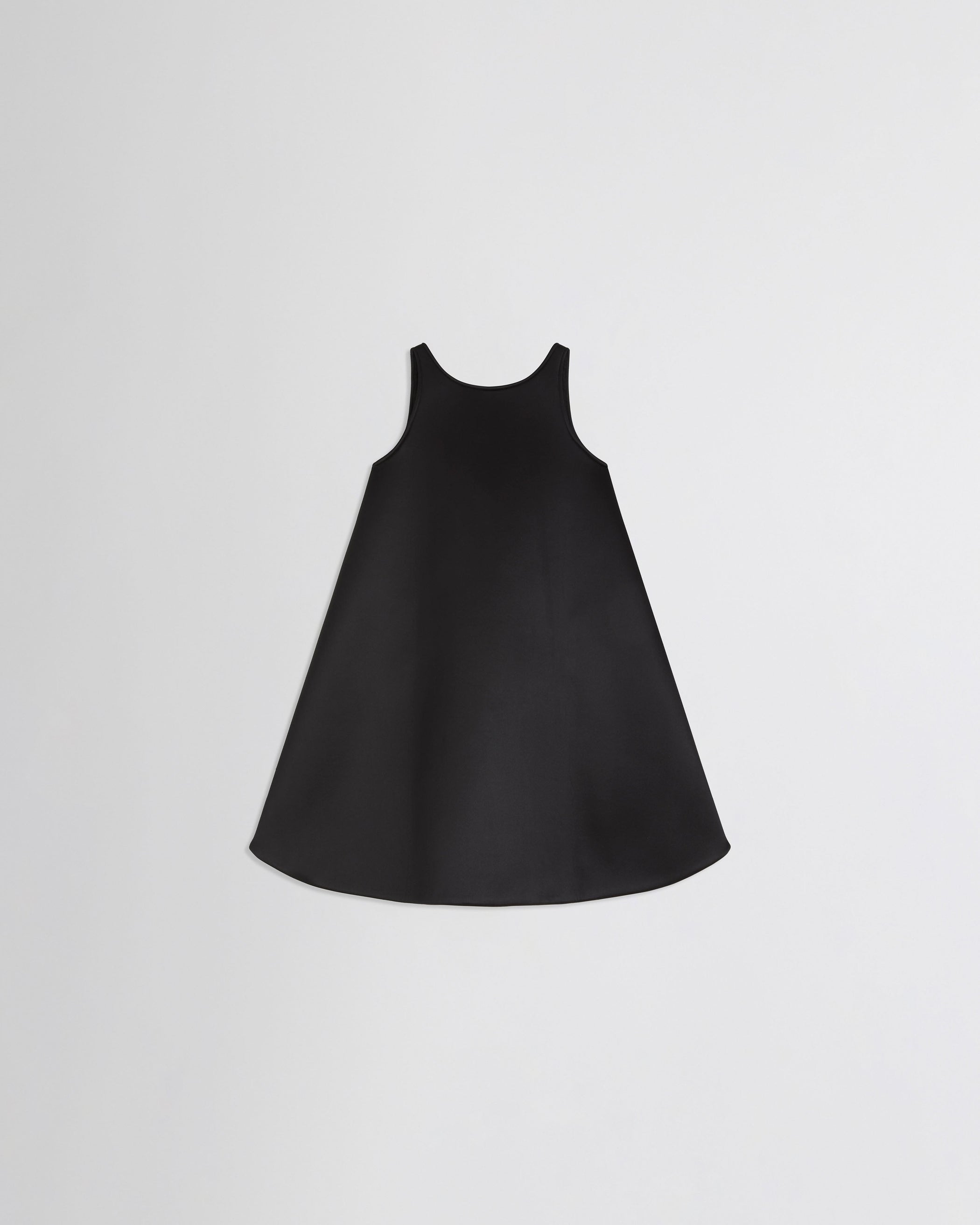 Flat front view of A TANK TOP in black silk