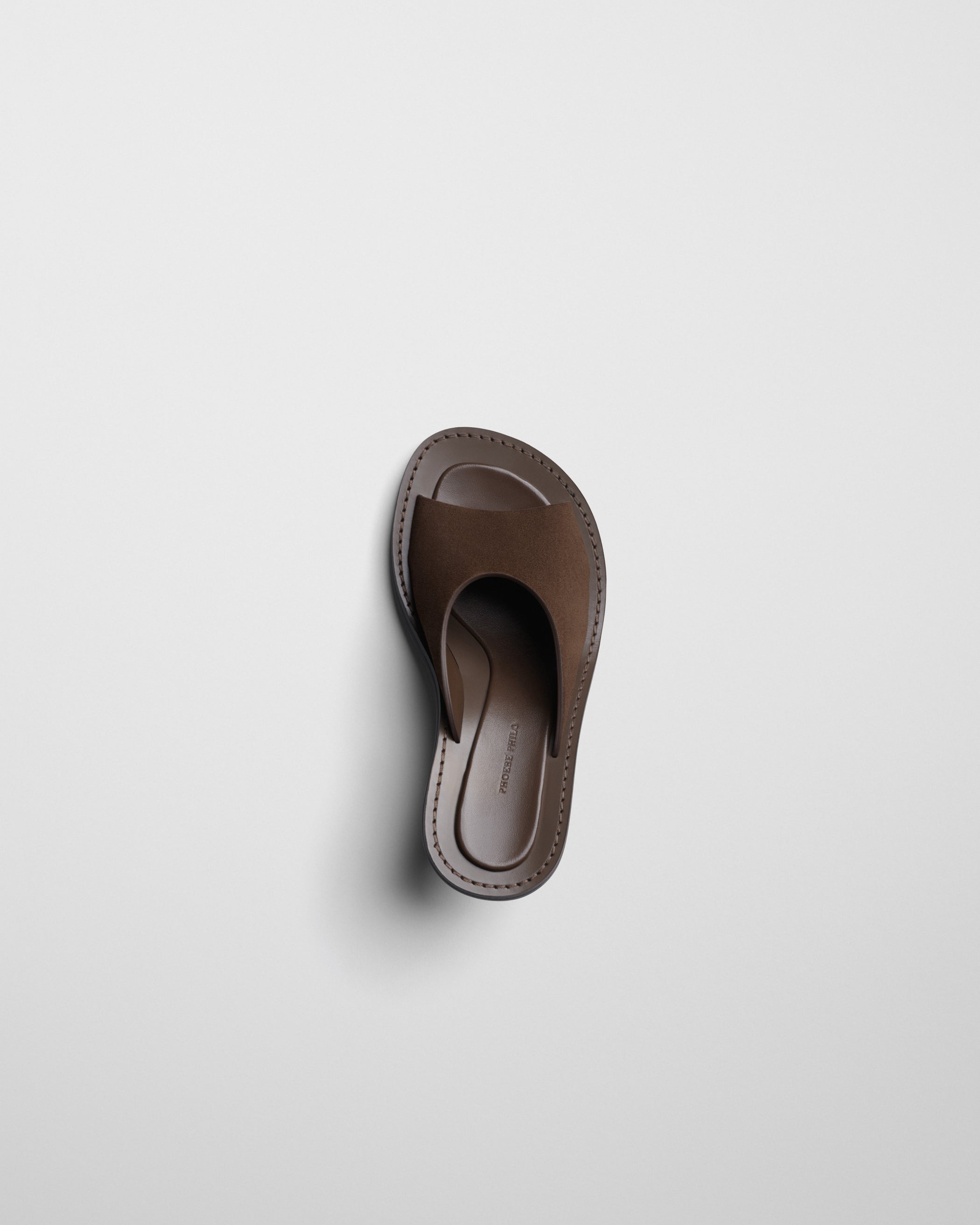 Top view of STRAP MULE in dark khaki suede