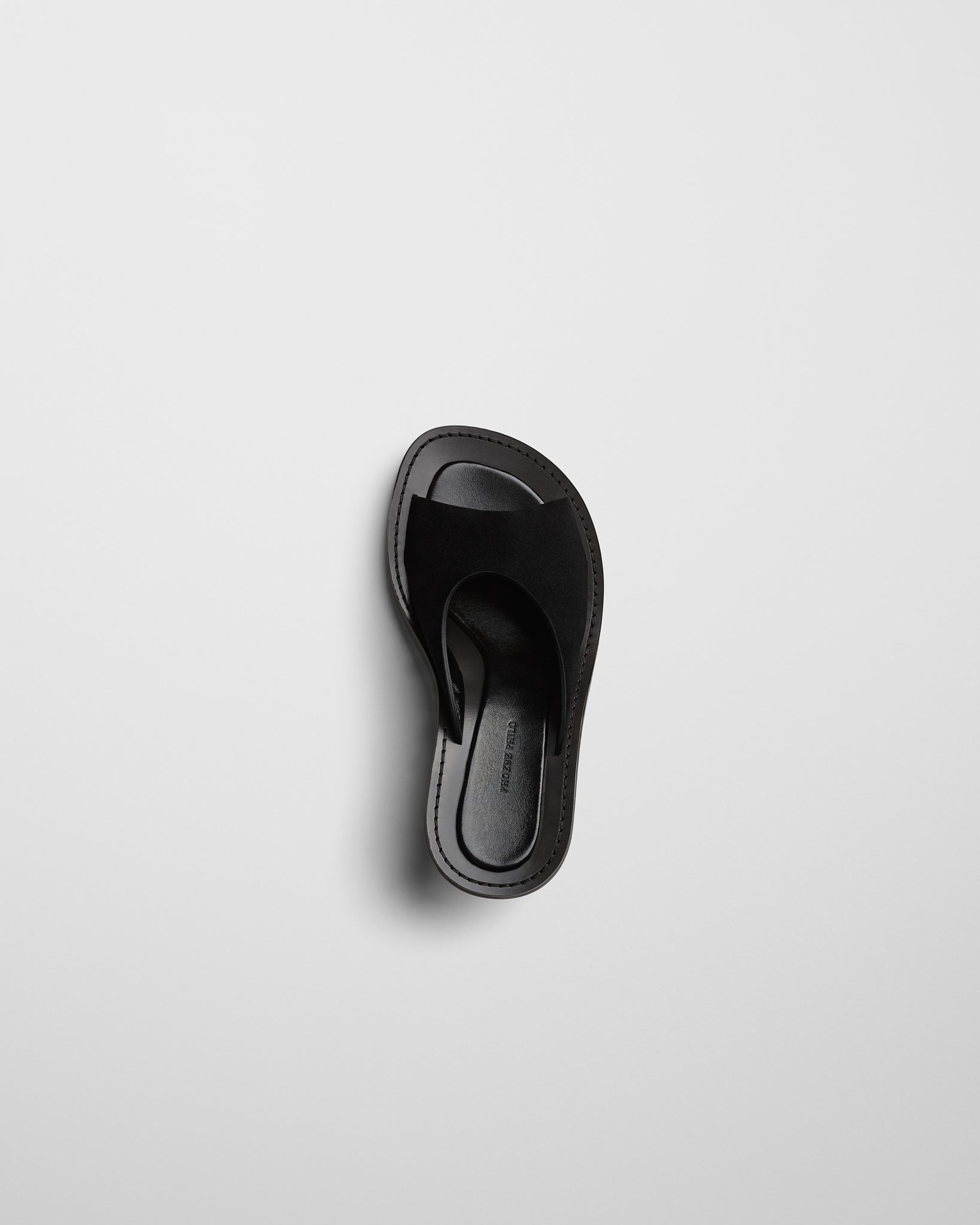 View of STRAP MULE in black suede