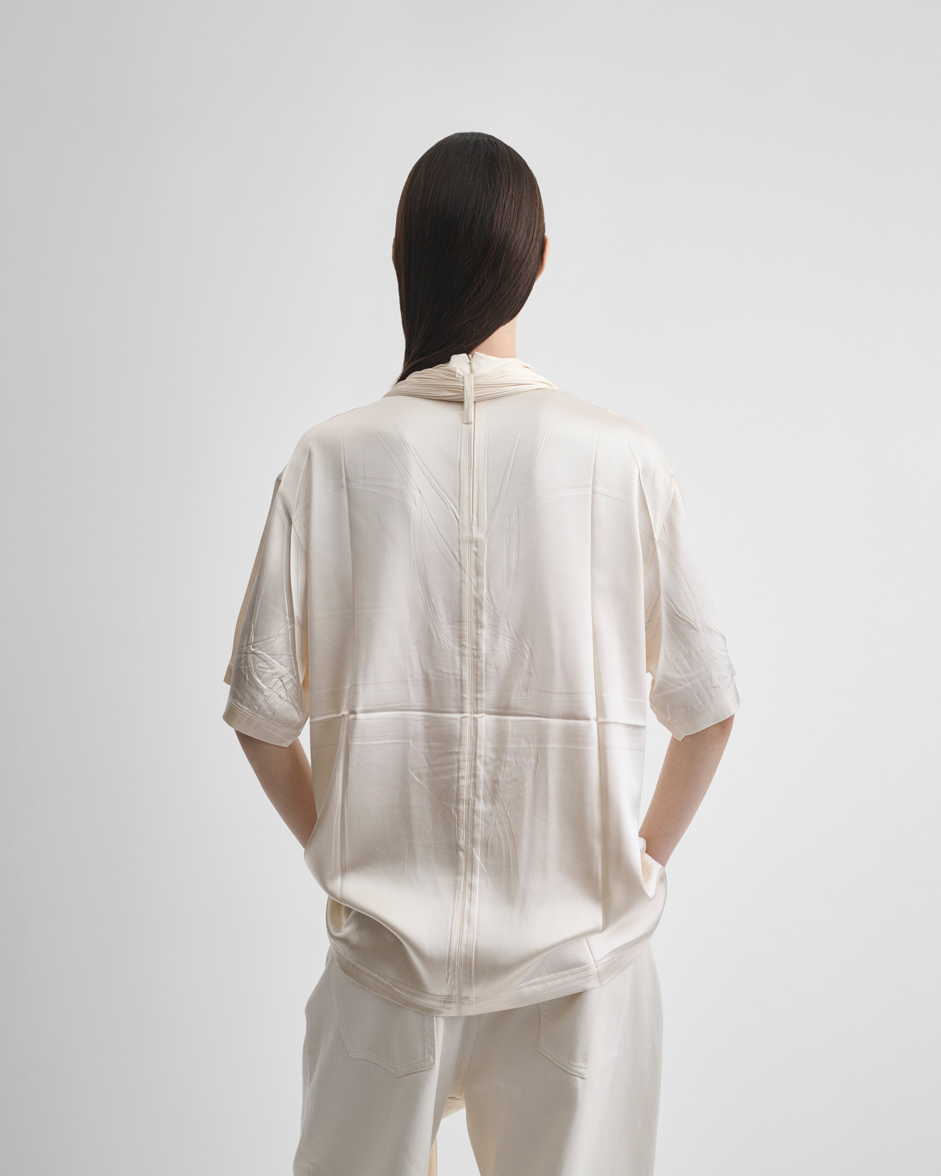 PHOEBE PHILO | SILK SCARF T-SHIRT | CREAM SILK