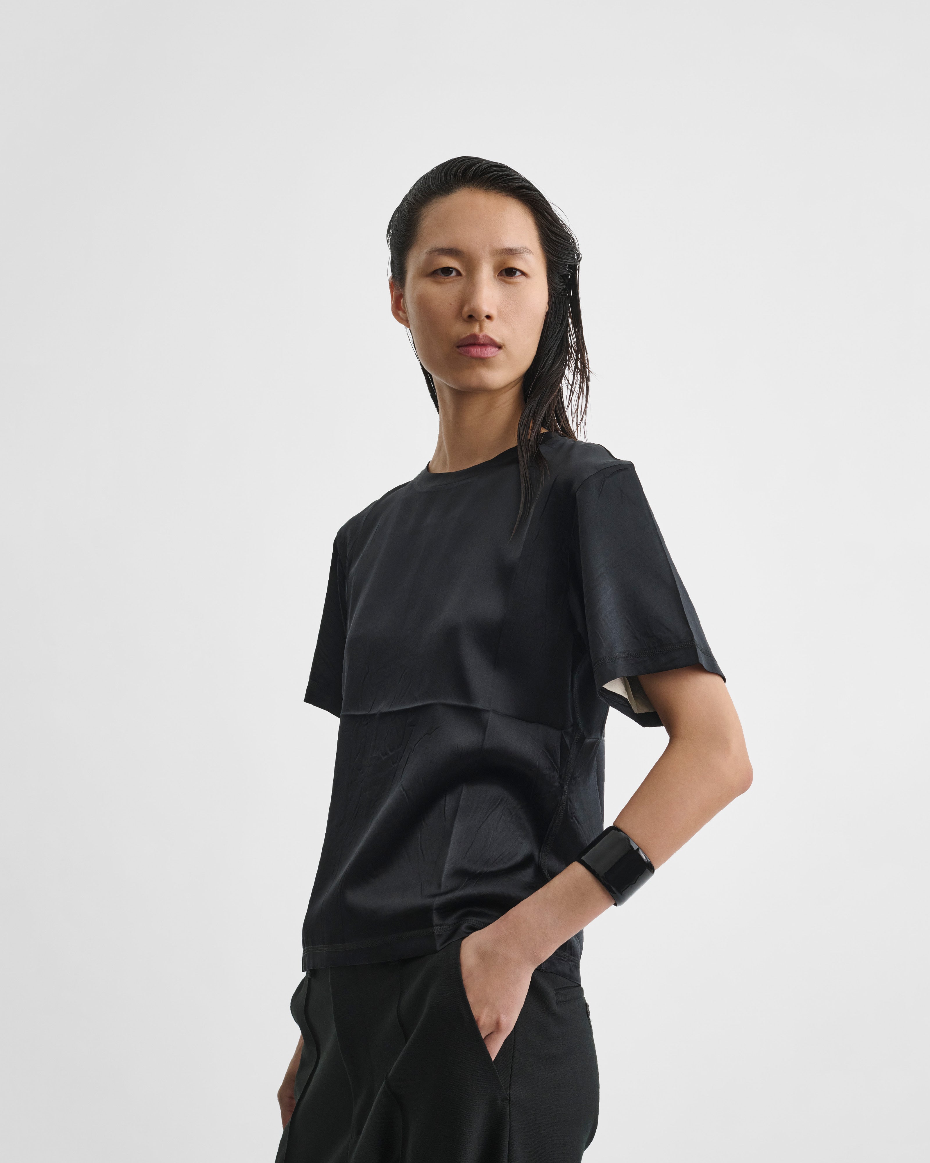 PHOEBE PHILO | GRAPHIC T | black silk