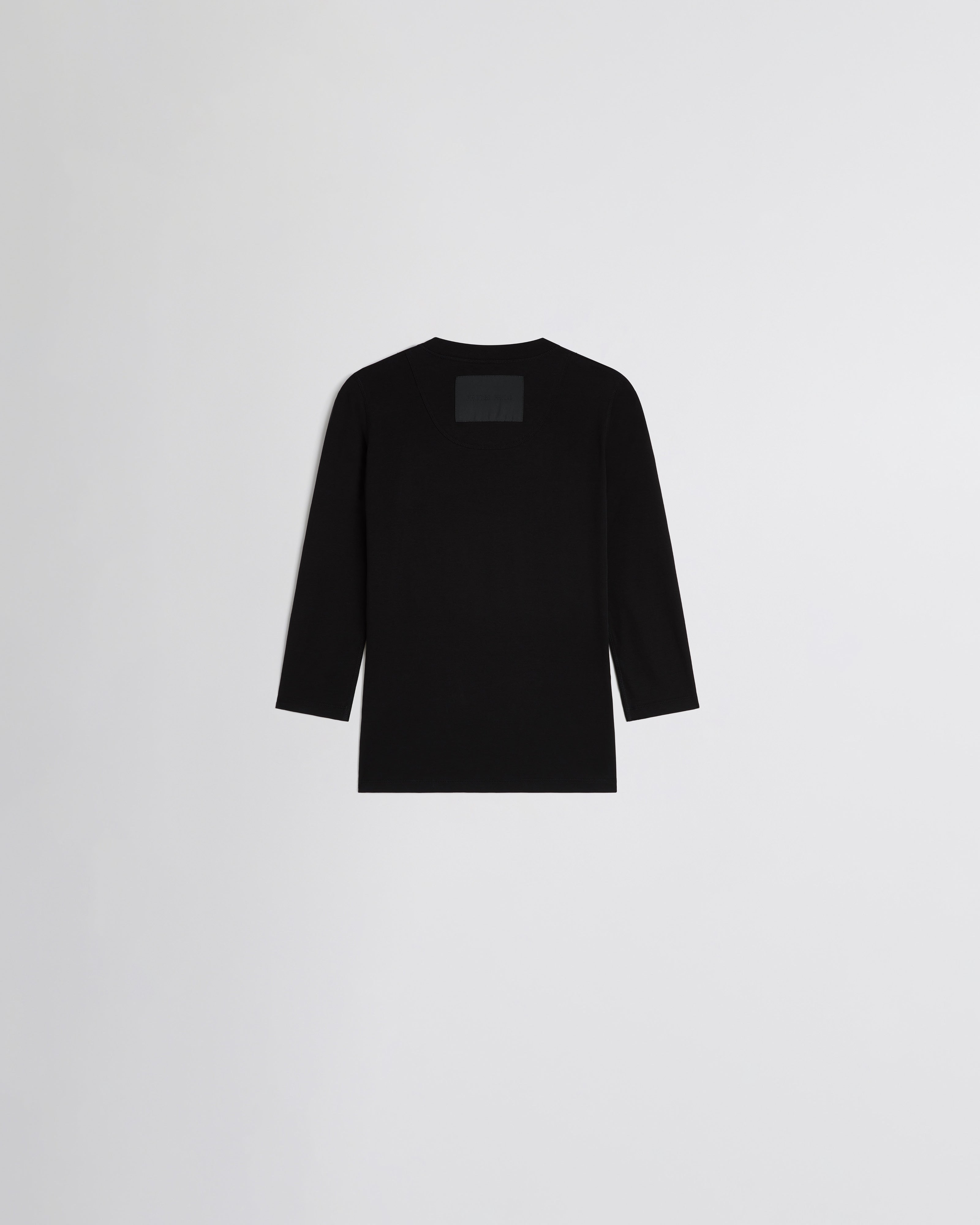 PHOEBE PHILO | CROPPED SLEEVE TEE | BLACK COTTON