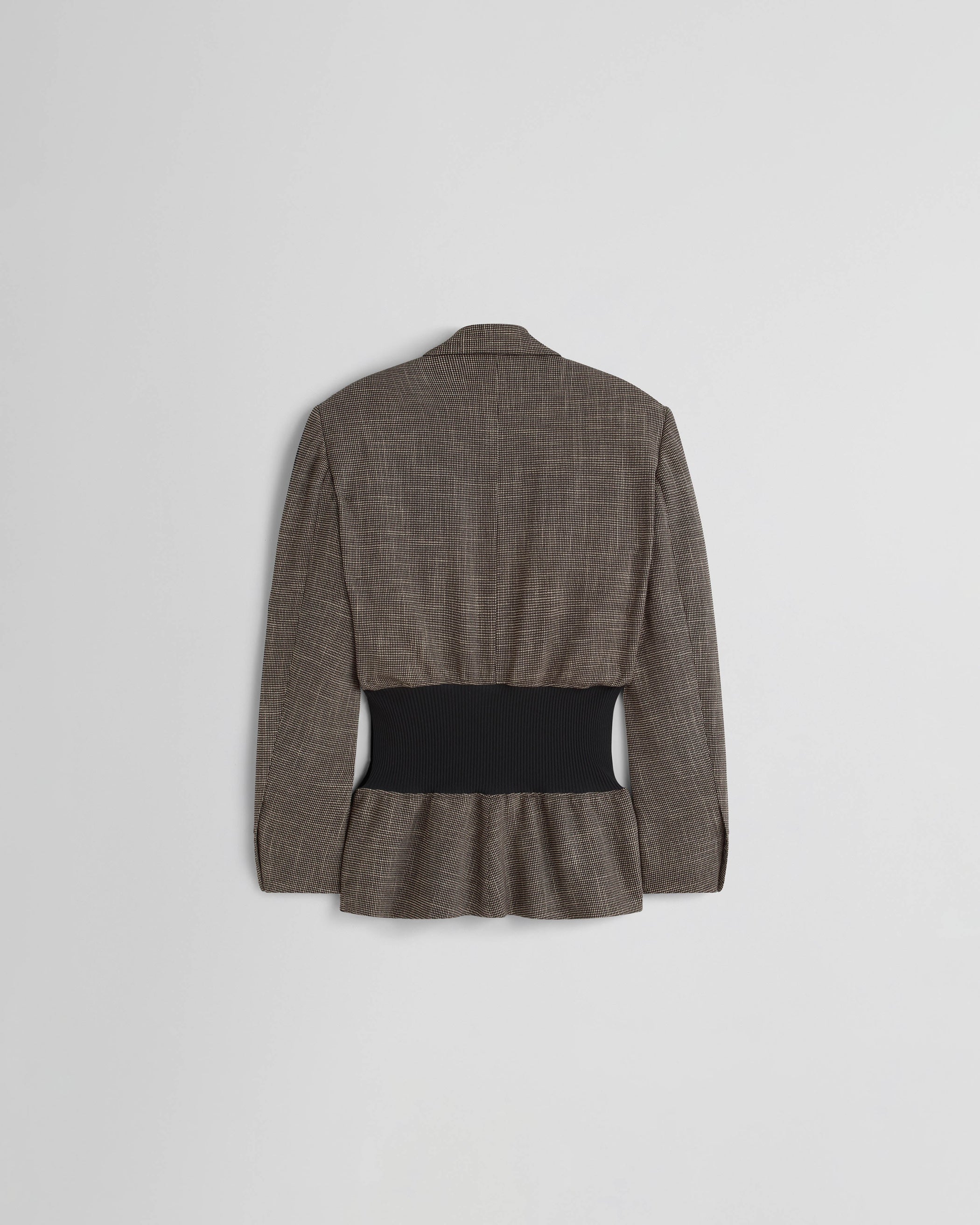 Flat back view of KICK TAILORED JACKET in salt and pepper viscose