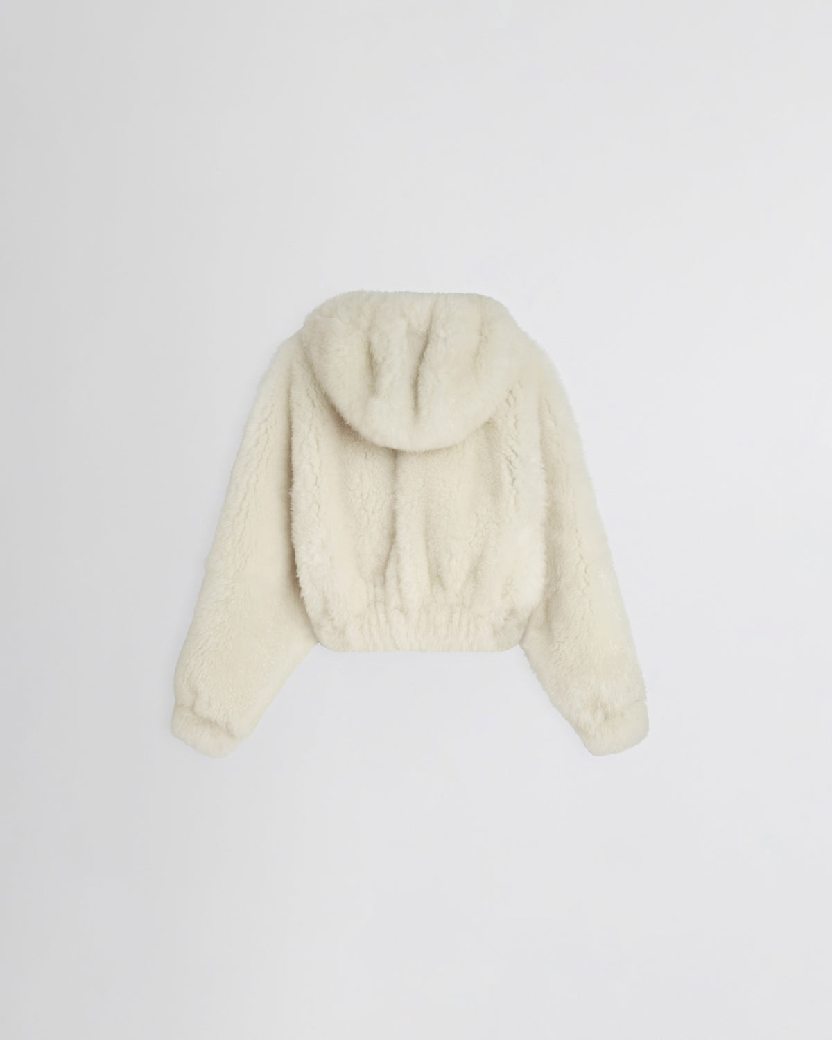 Flat back image of SUPER TEDDY HOODIE in ivory shearling