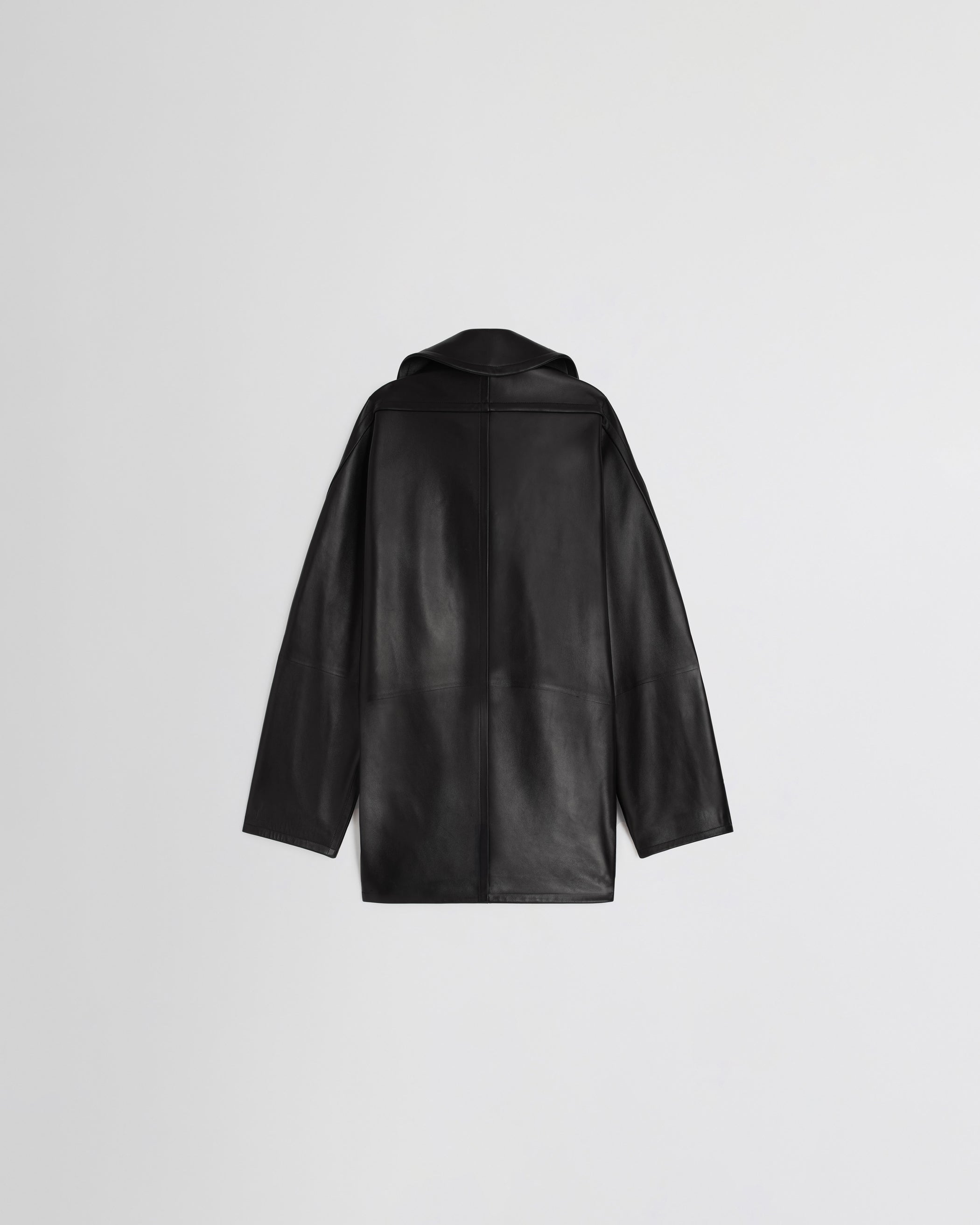 Flat back image of SWATHE JACKET in black leather