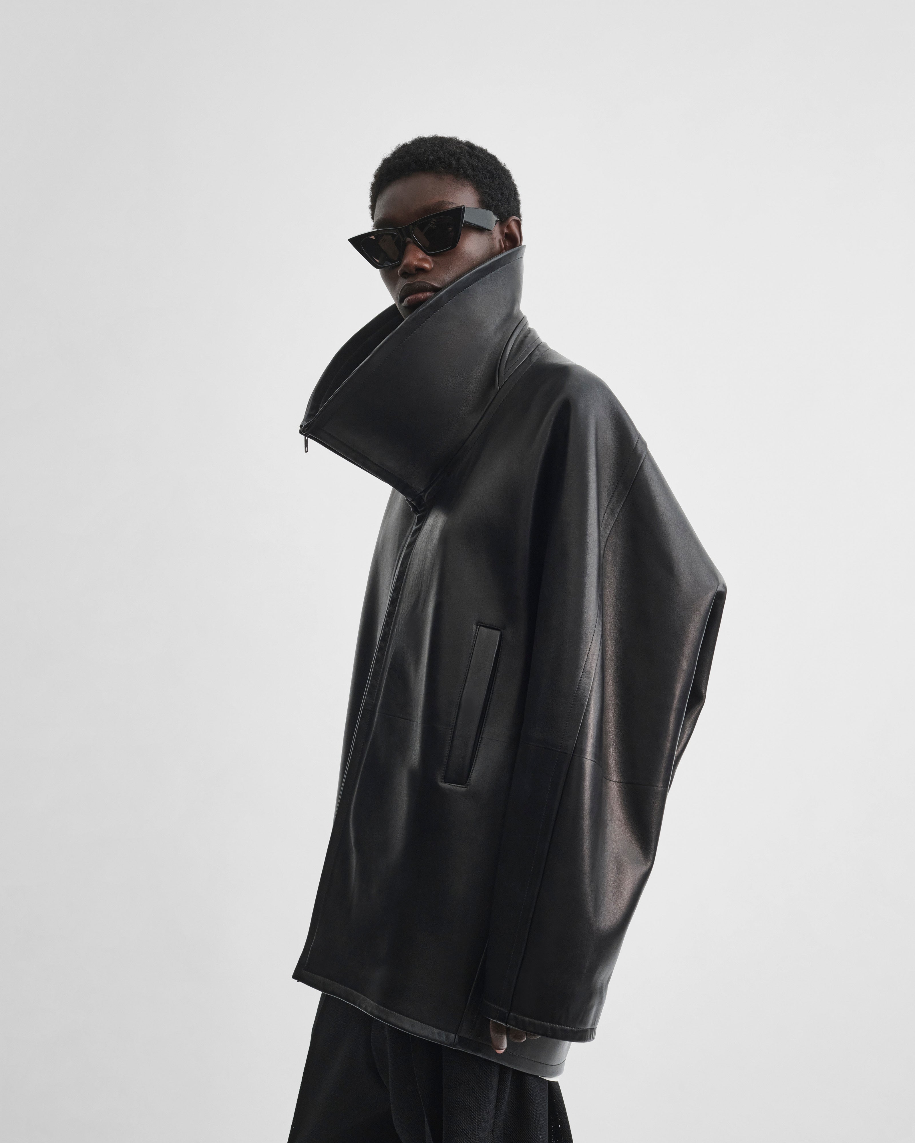 PHOEBE PHILO | SWATHE JACKET | BLACK LEATHER
