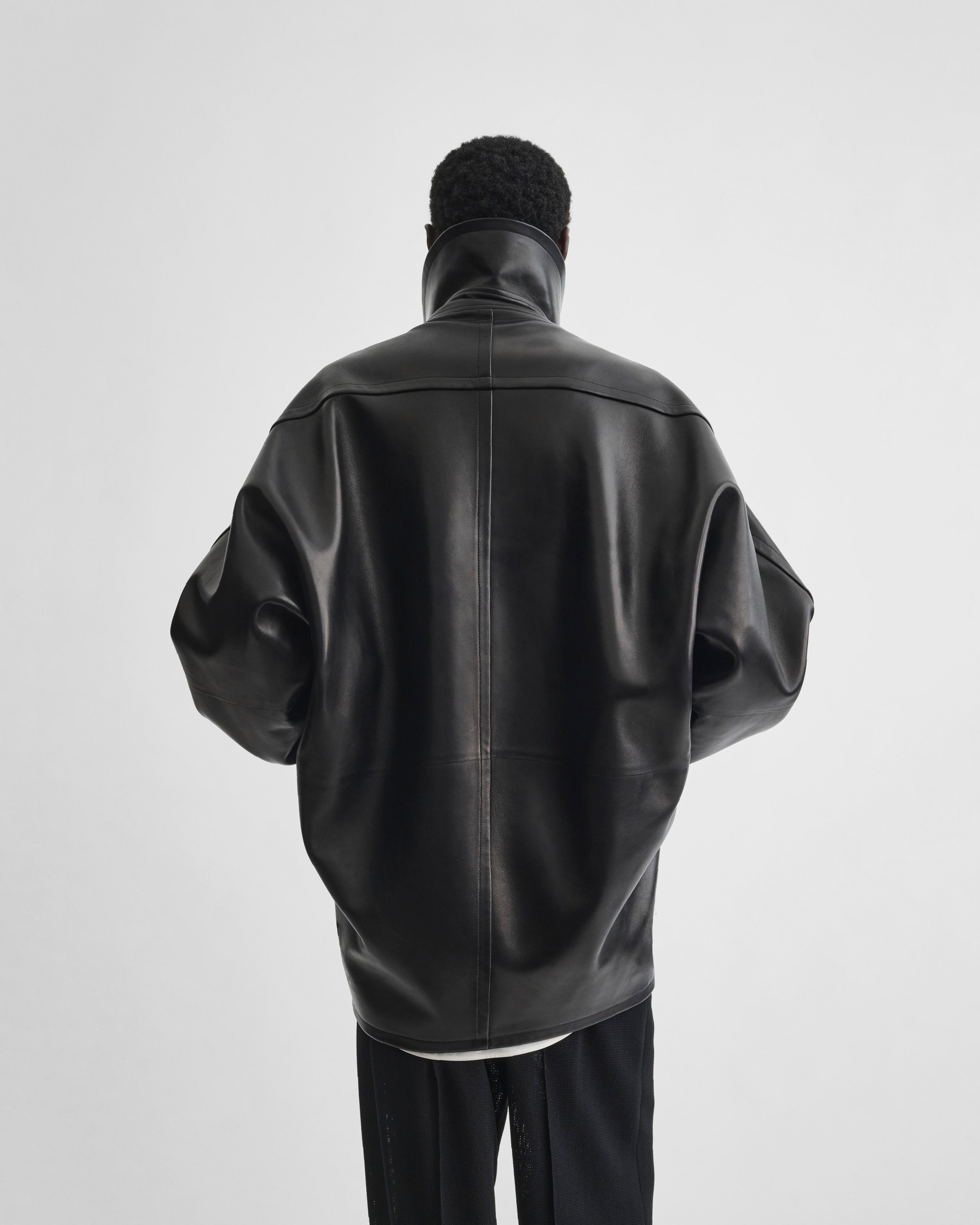 Phoebe Philo Funnel Leather Jacketレザー PHOEBE PHILO | SWATHE JACKET | BLACK LEATHER