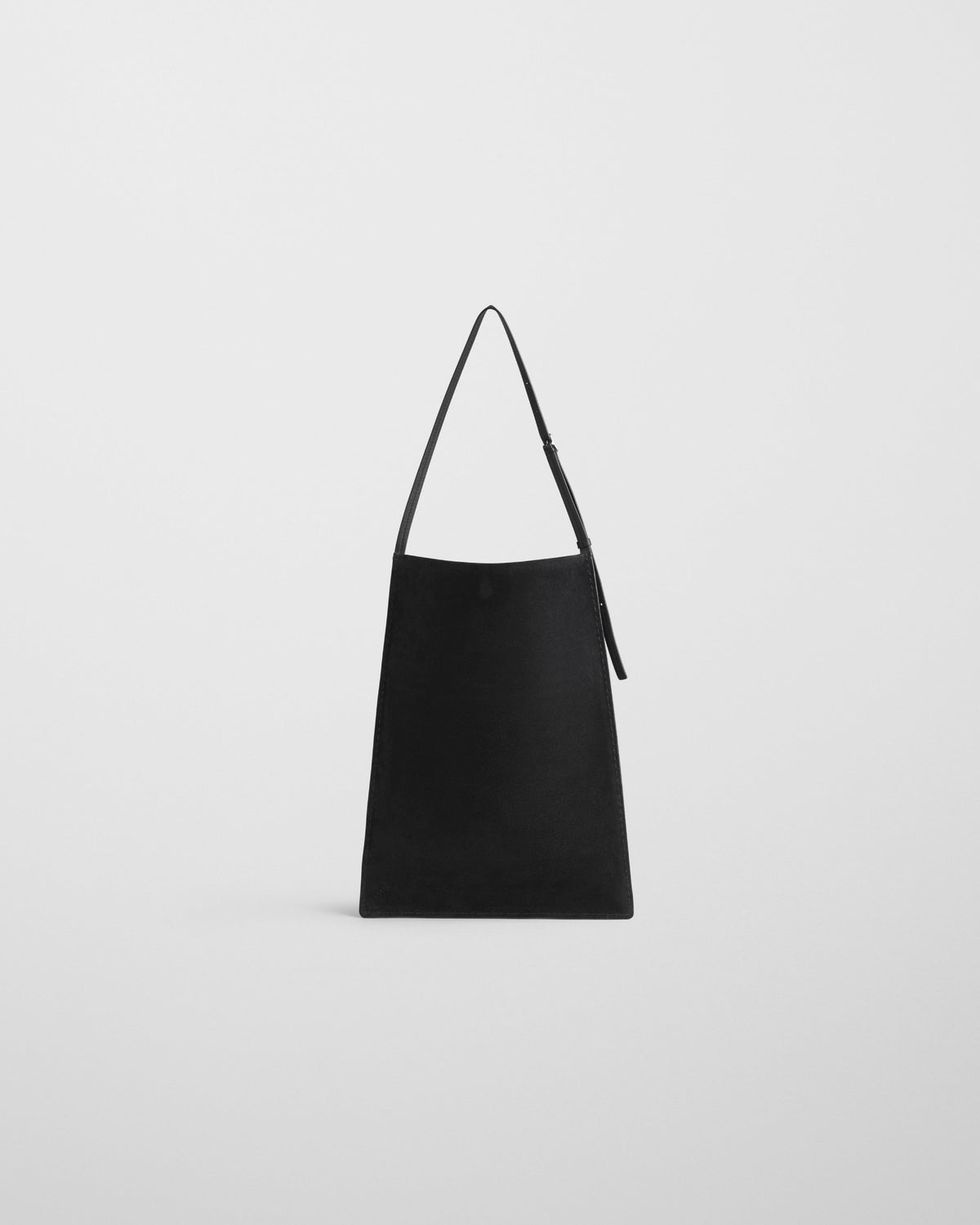 Back view of GLOVE MESSENGER BAG in black suede