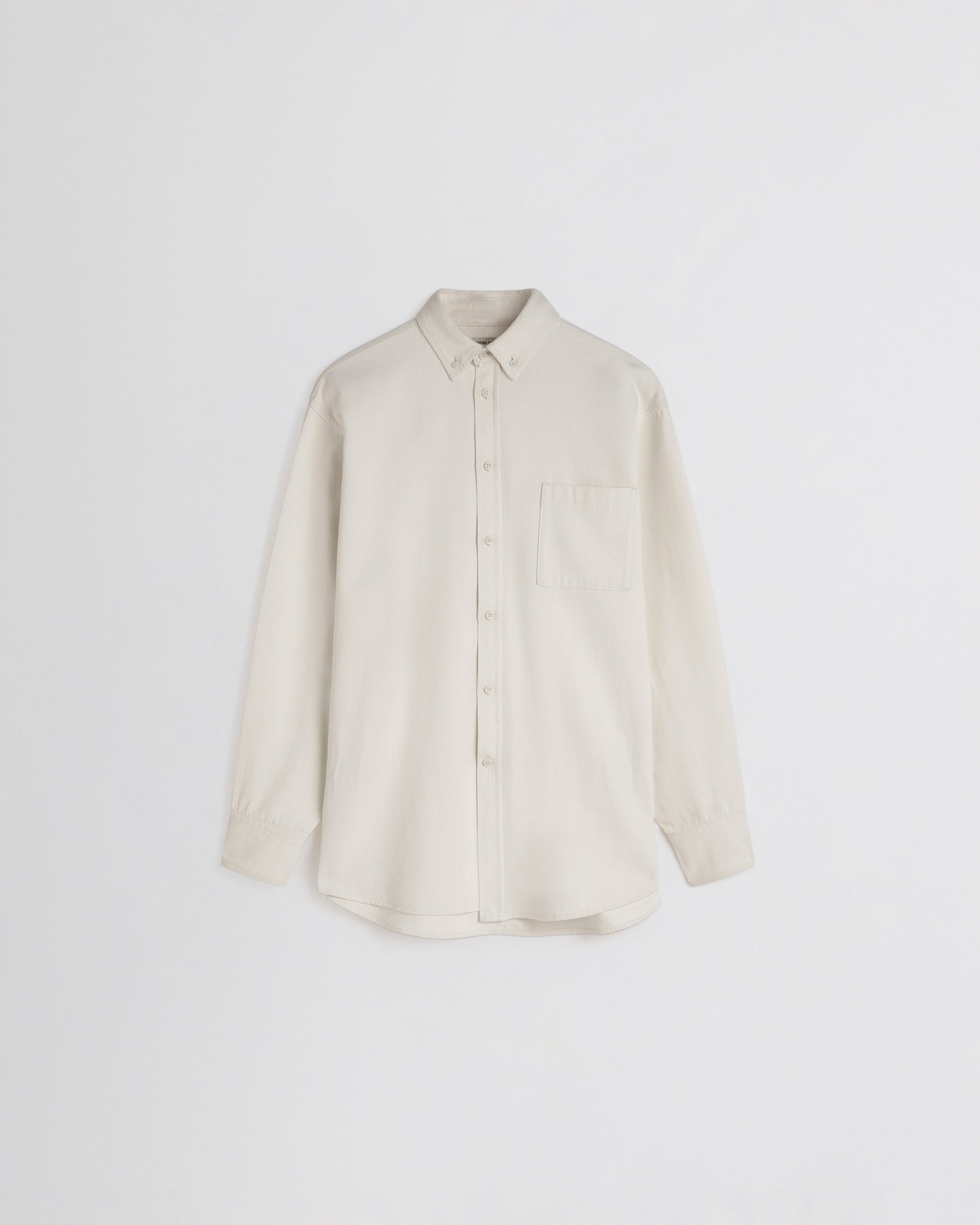 Flat front view of DENIM SHIRT in chalk cotton