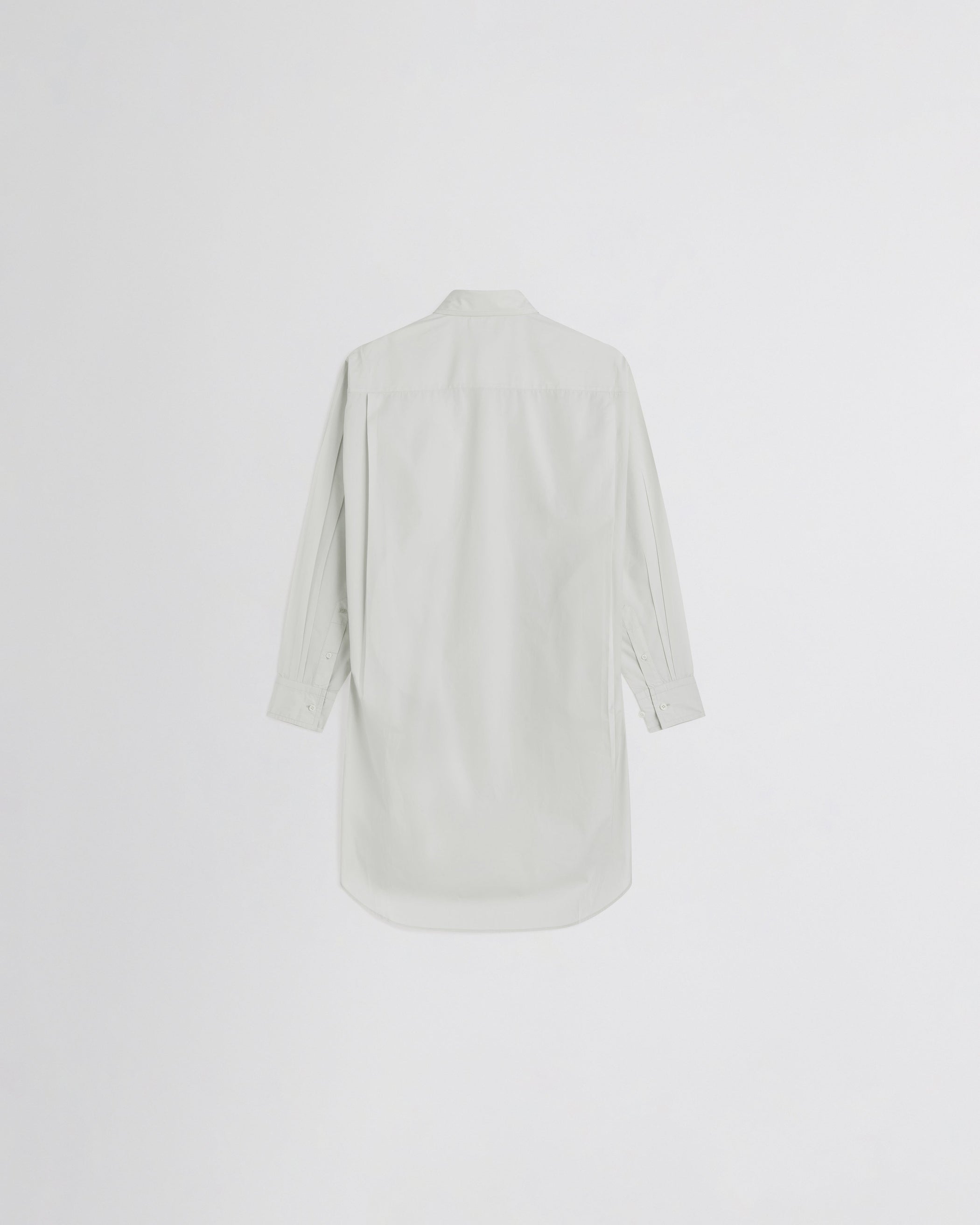 Flat back view of ELONGATED SHIRT in soft mint cotton