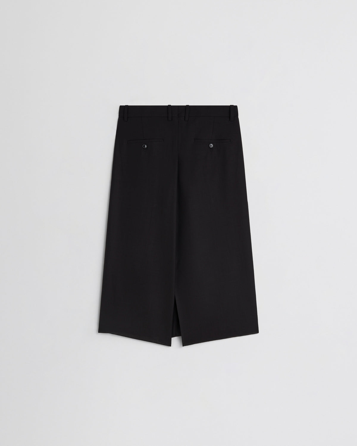 Back view of SPLIT SKIRT in black wool