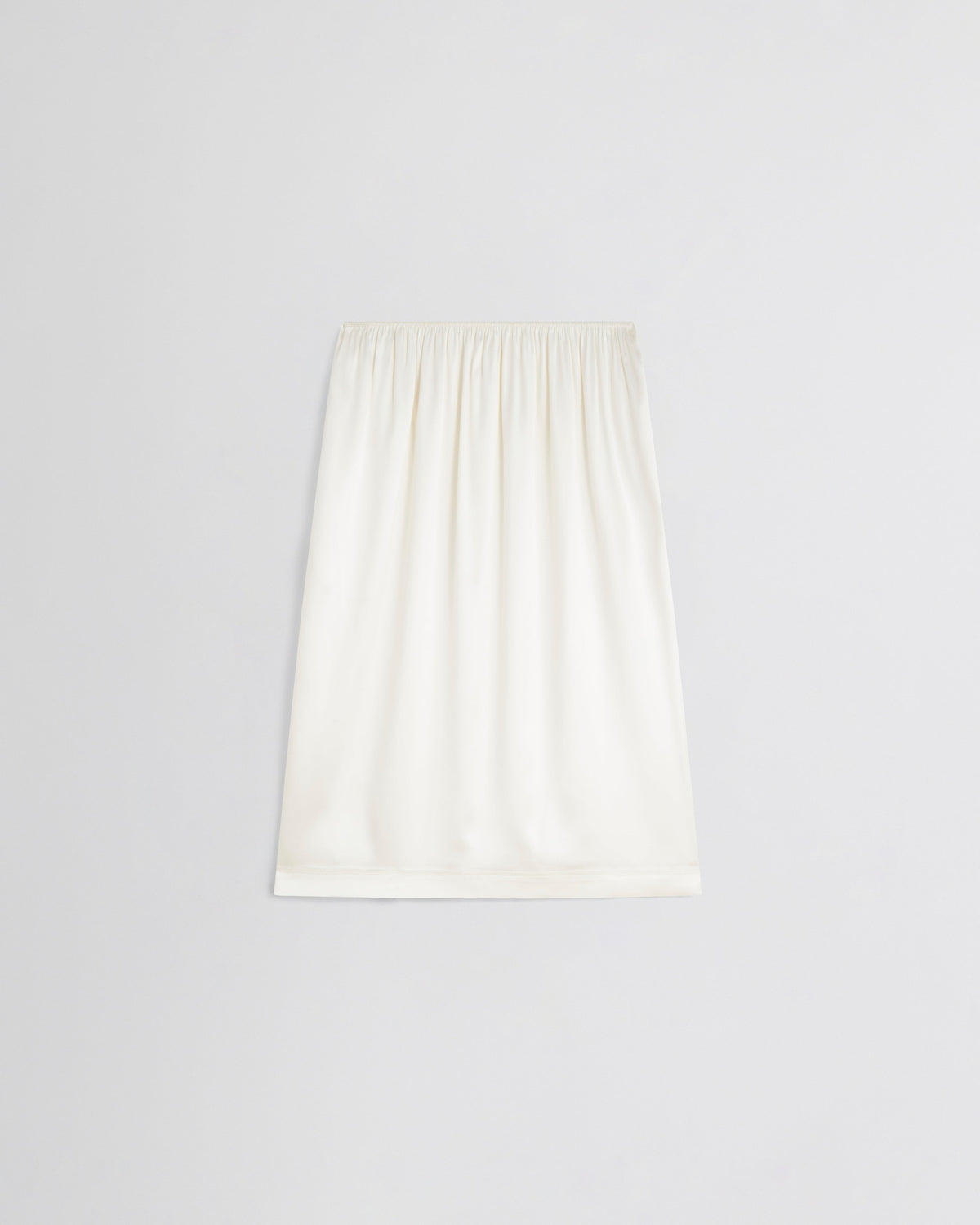Front view of LIQUID SLIP SKIRT in acid ivory silk