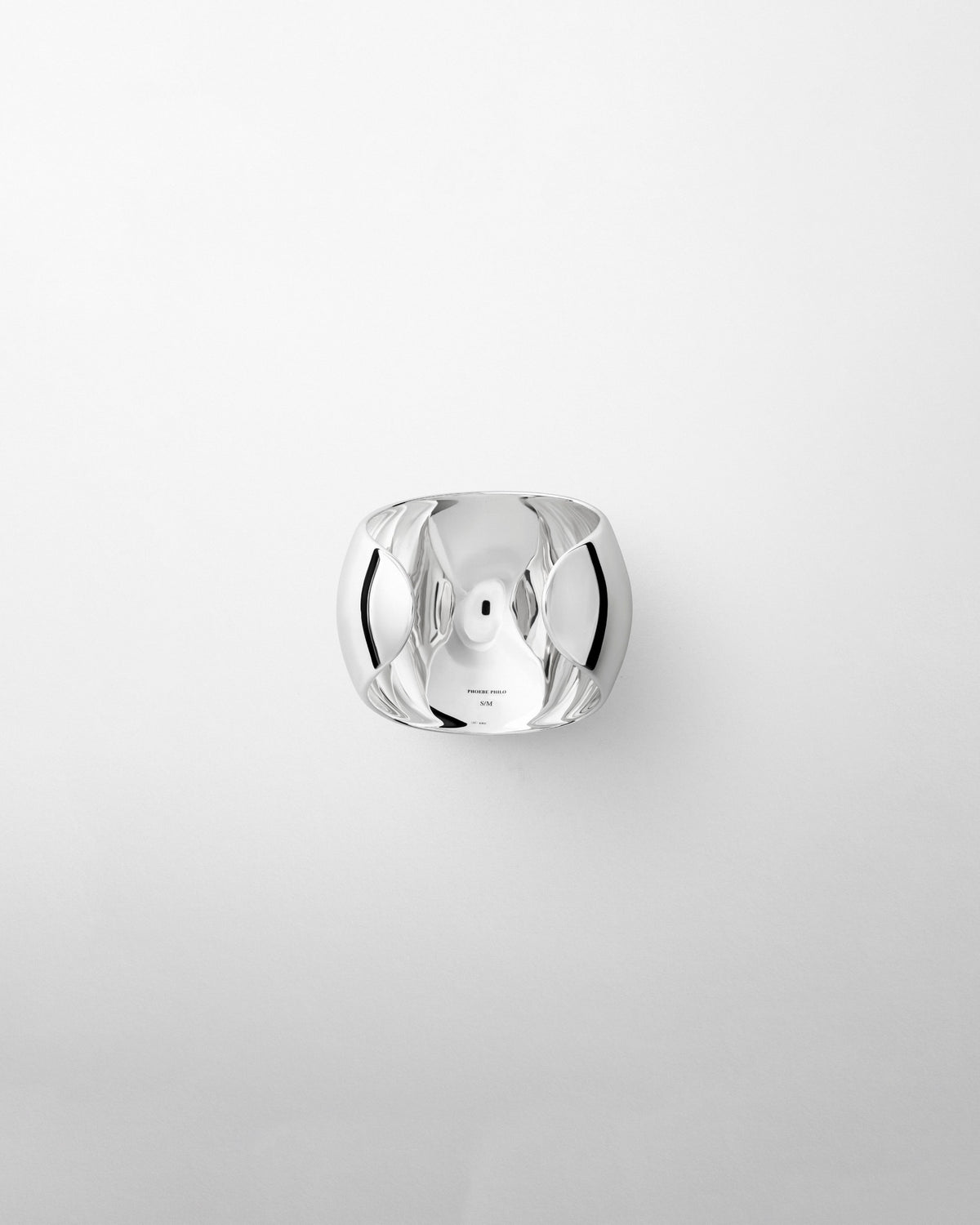 Back view of BOMBÉ CUFF in silver