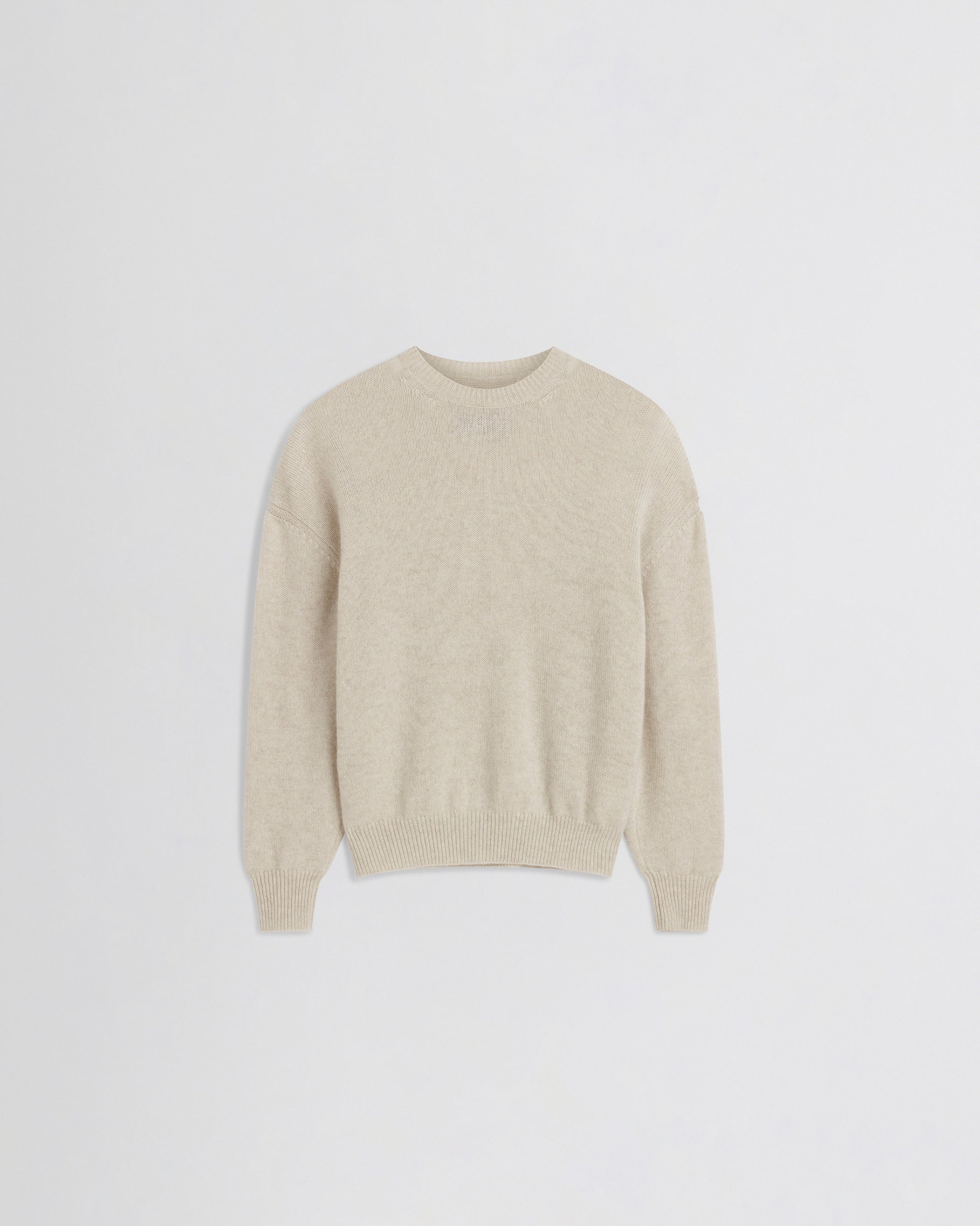 Front view of CREWNECK SWEATER in cream cashmere