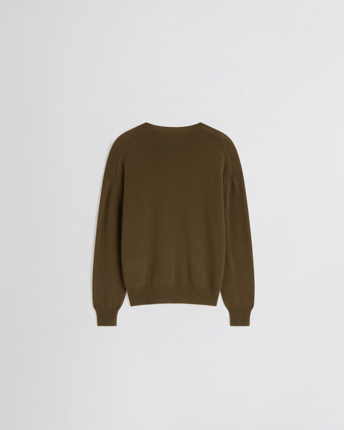 Back view of CREWNECK SWEATER in khaki cashmere
