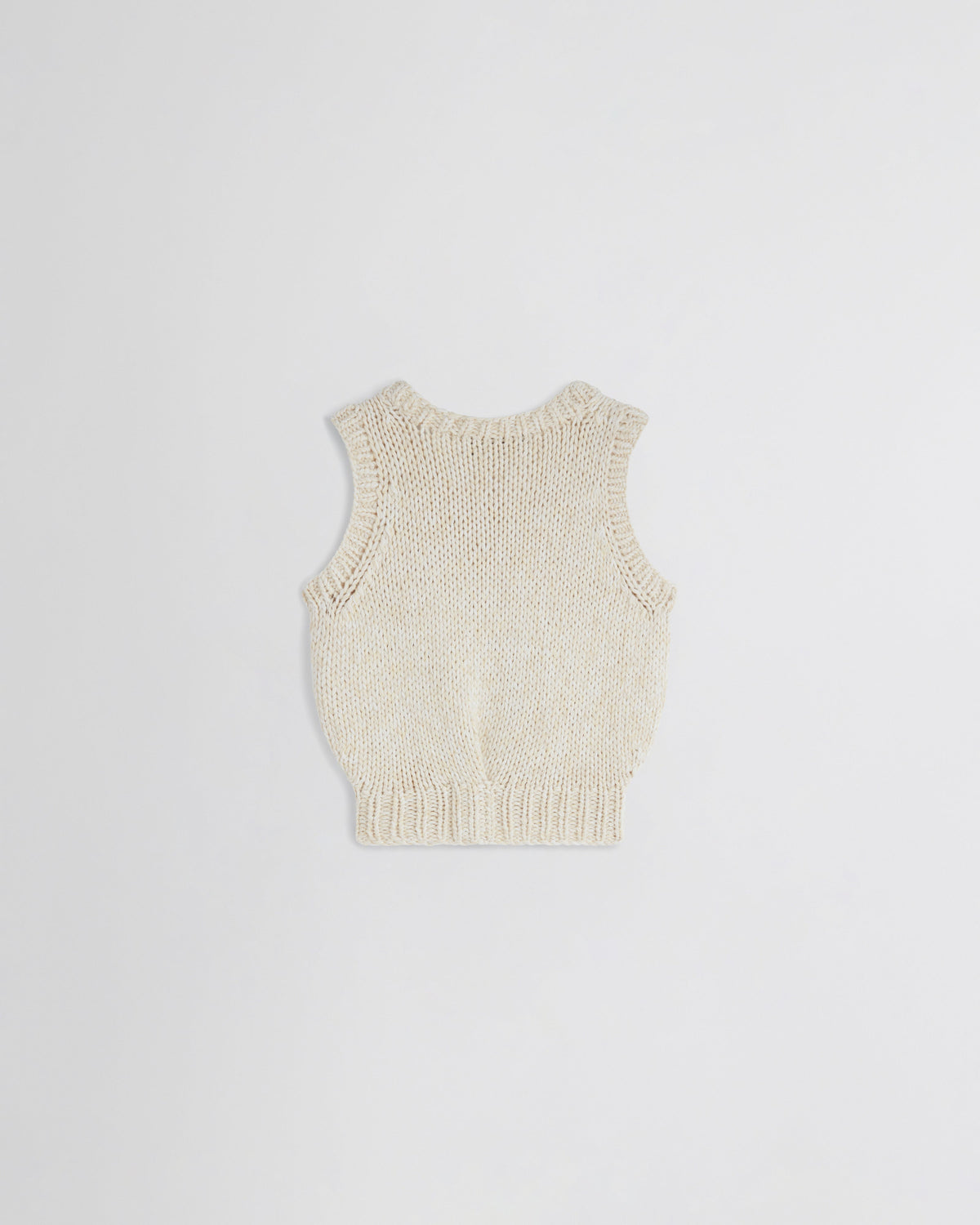Back view of HANDKNIT VEST in cream wool