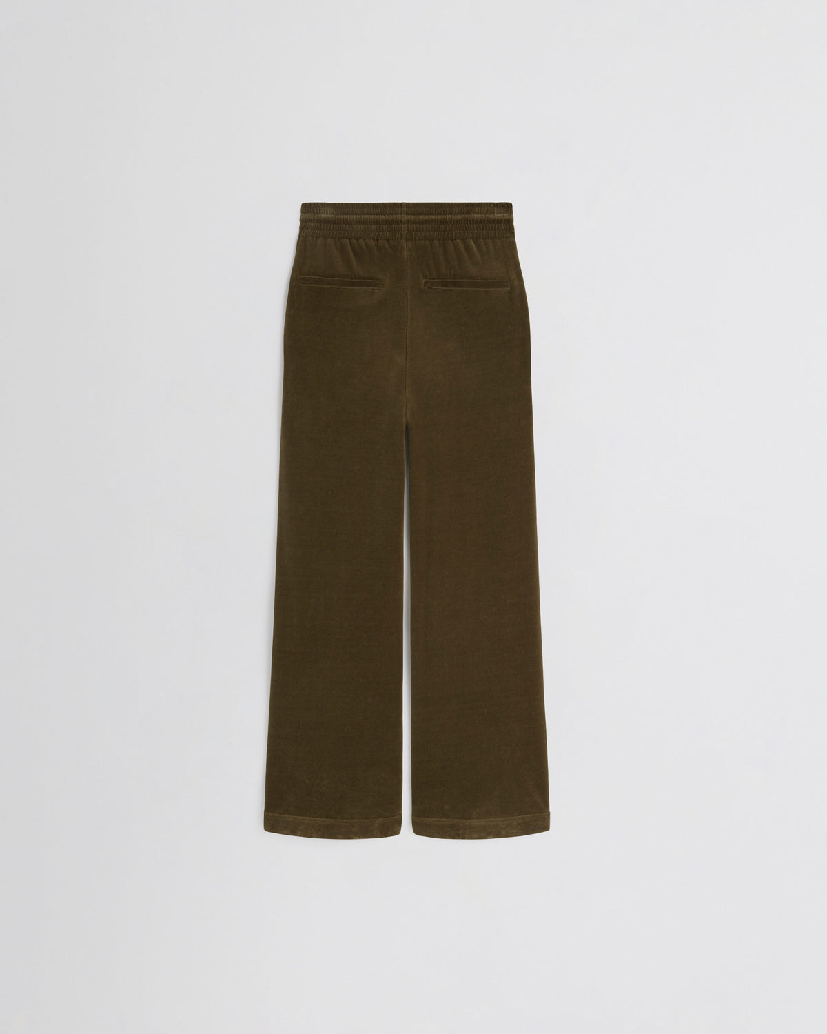 Back view of VELVETEEN JOGGERS in bronze velour