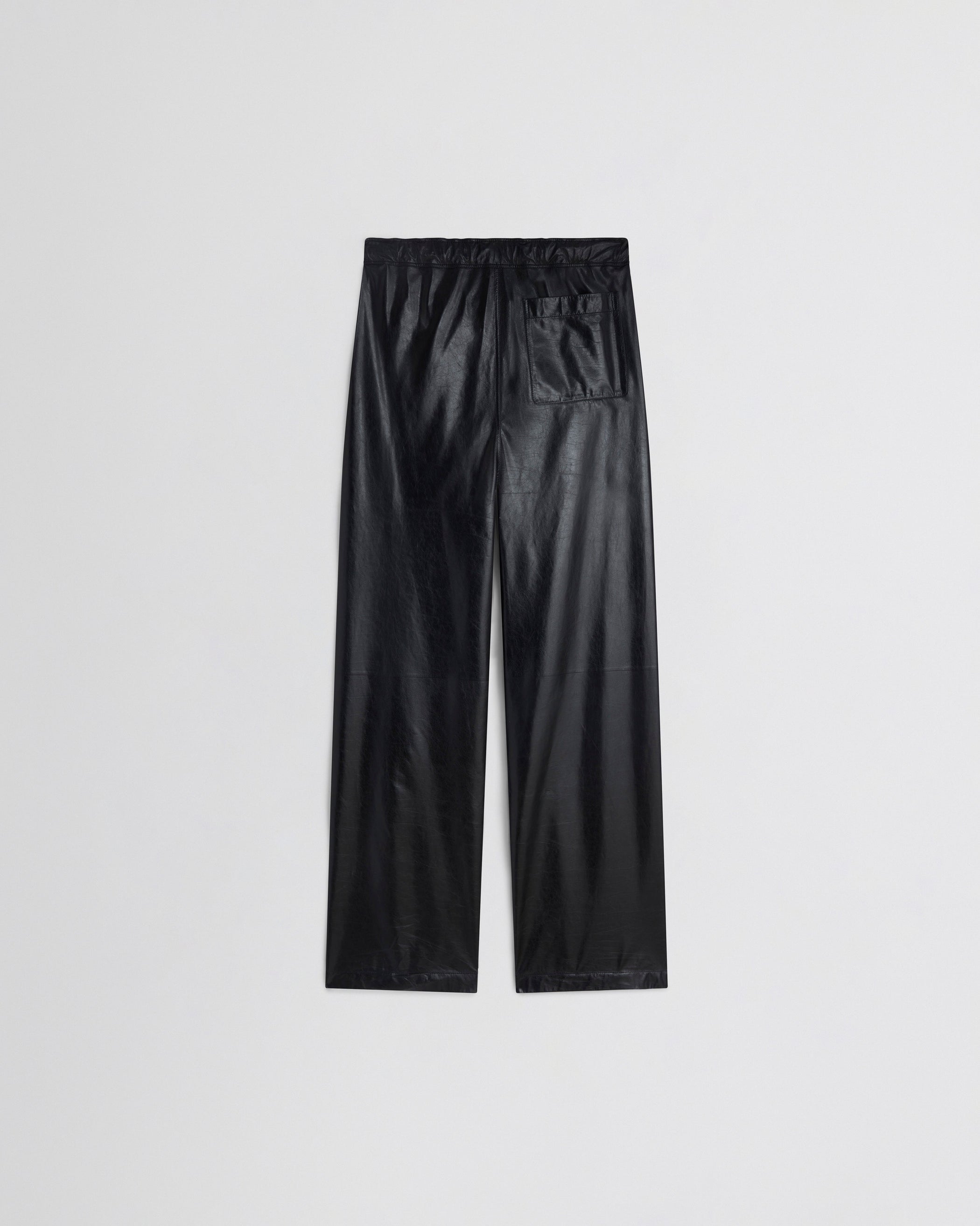 Flat back view of PYJAMA TROUSERS in black leather