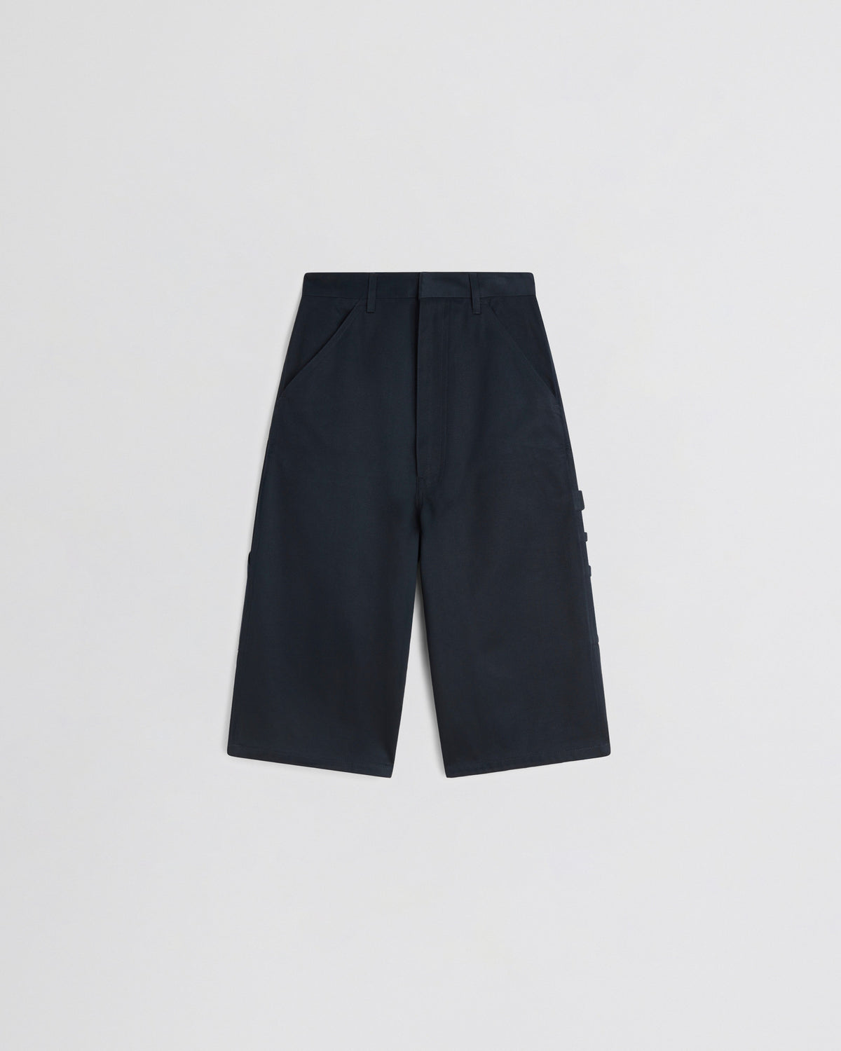 Front view of UTILITY SHORTS in black ink cotton