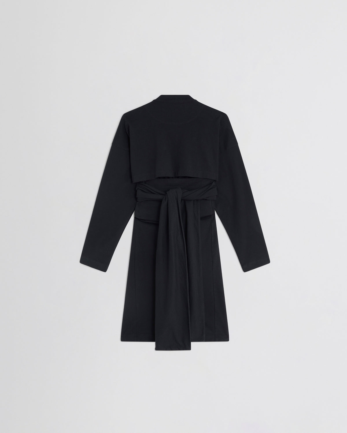 Back view of TIE T-SHIRT DRESS in black cotton