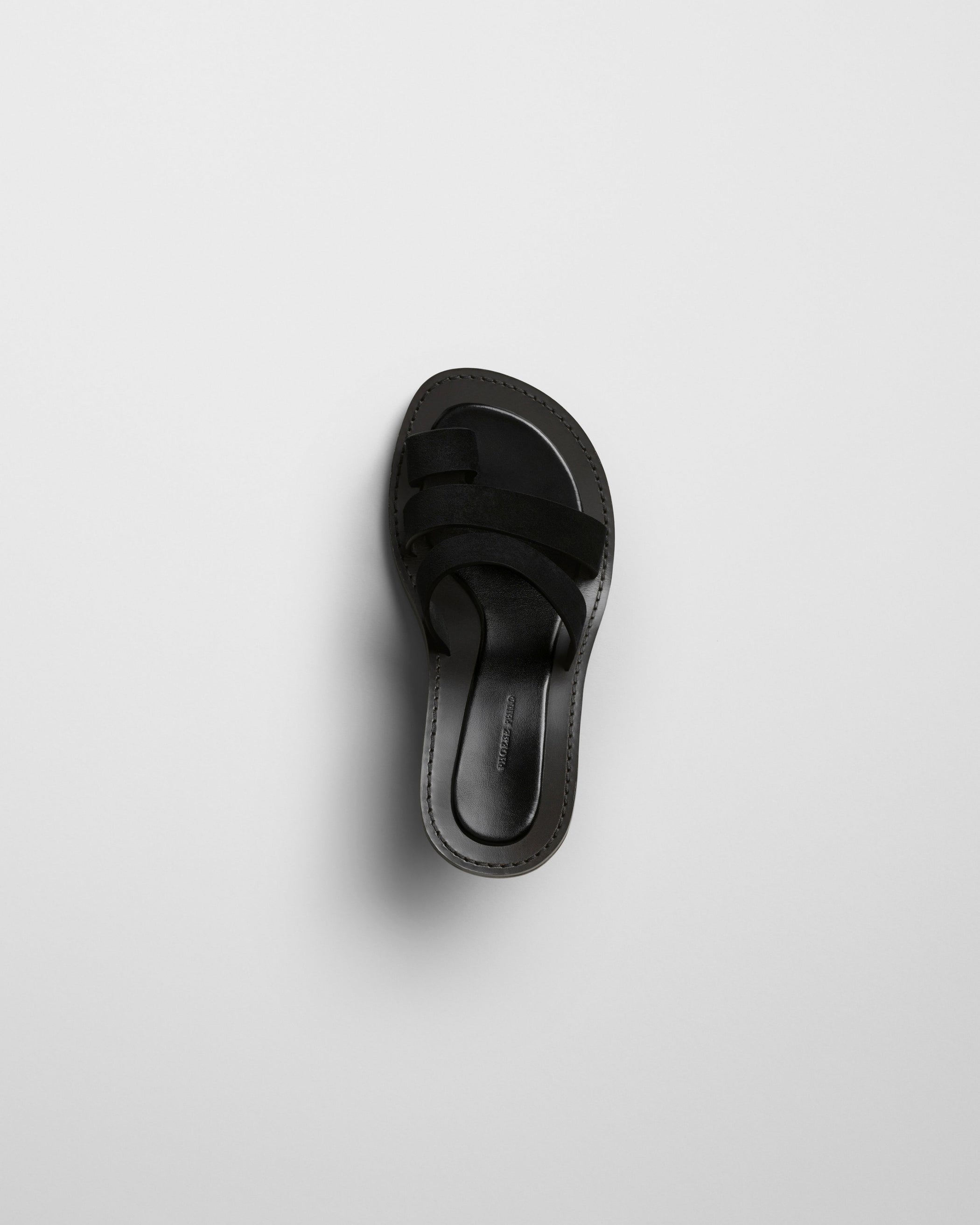 Flat top image of STRAP MULE in black suede