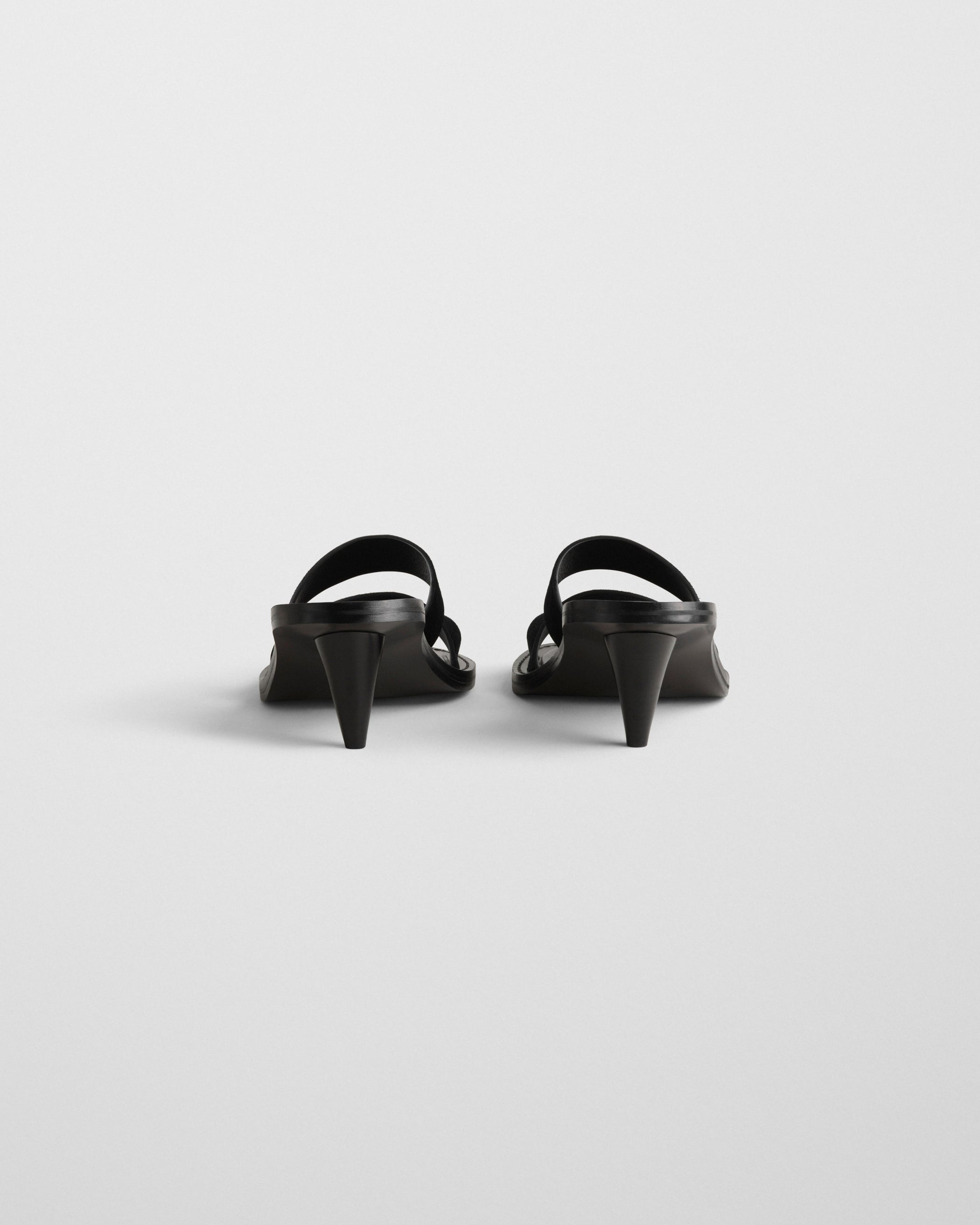 Flat back image of STRAP MULE in black suede